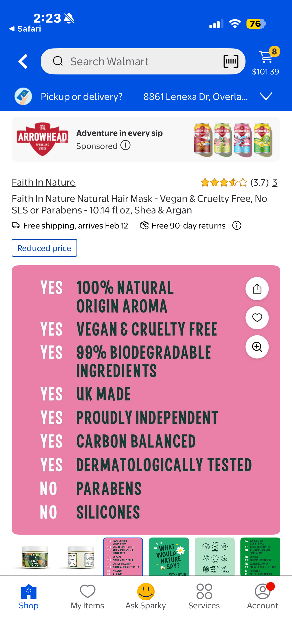 Faith In Nature Natural Hair Mask - Vegan & Cruelty Free, No SLS or Parabens - 10.14 fl oz, Shea & Argan