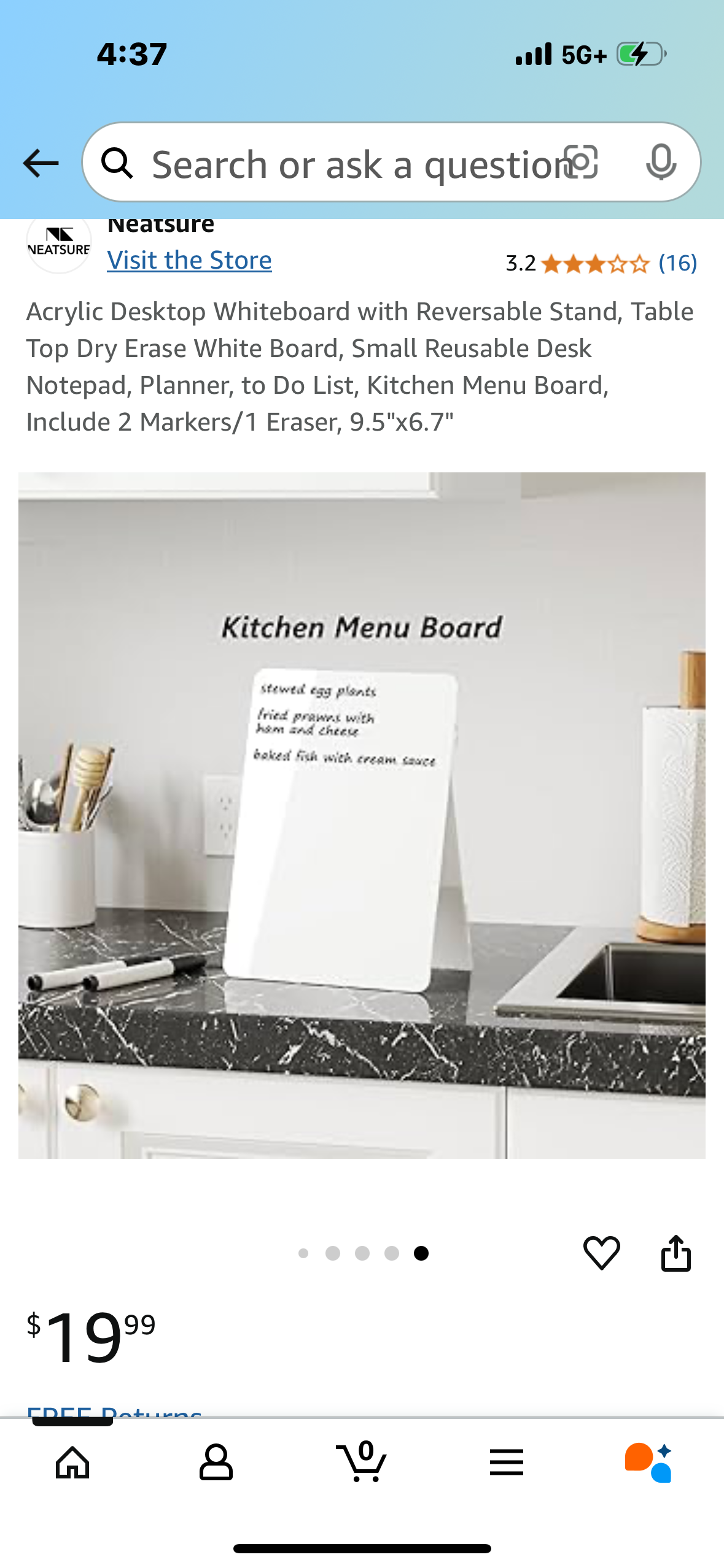 Acrylic Desktop Whiteboard with Reversable Stand, Table Top Dry Erase White Board, Small Reusable Desk Notepad, Planner, to Do List, Kitchen Menu Board, Include 2 Markers/1 Eraser, 9.5"x6.7