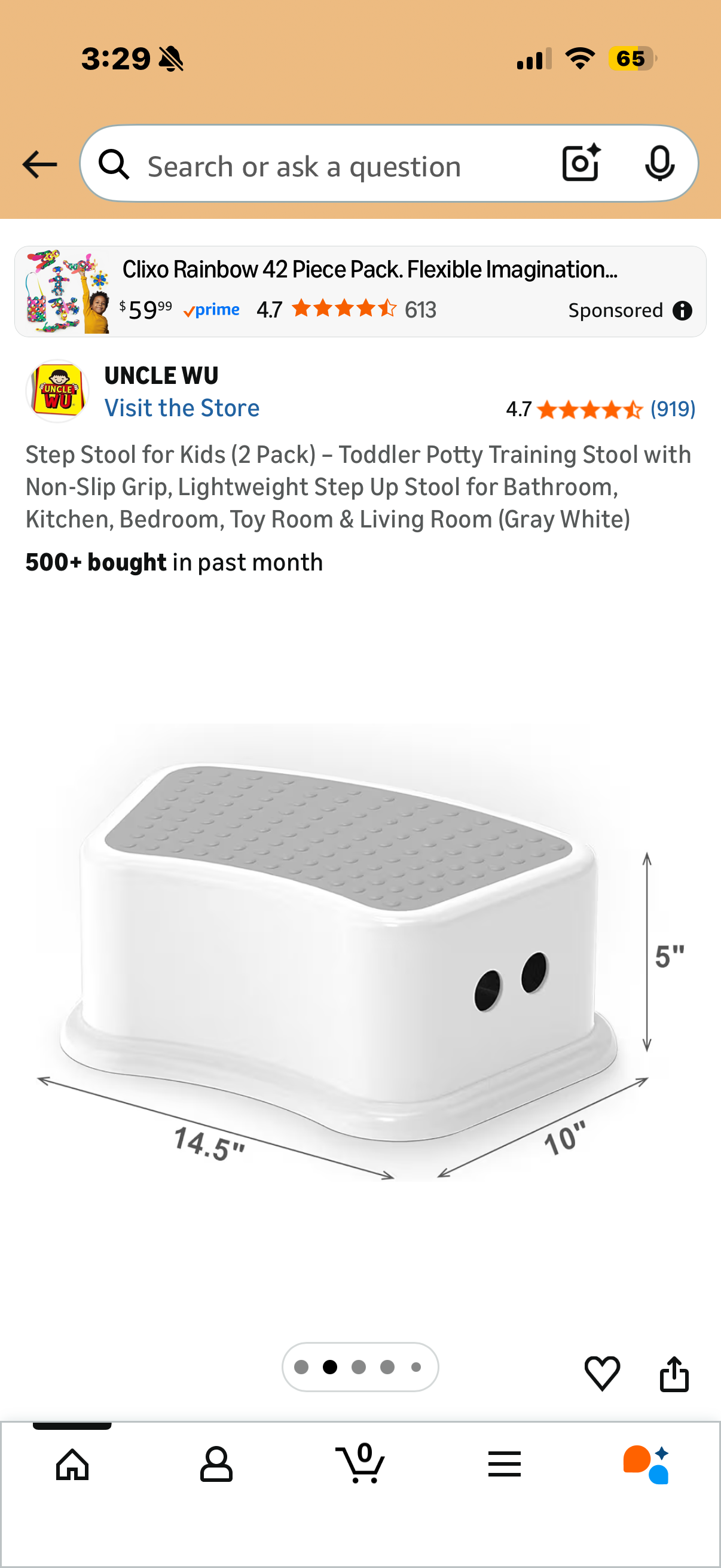 Step Stool for Kids (2 Pack) – Toddler Potty Training Stool atwith Non-Slip Grip, Lightweight Step Up Stool for Bathroom, Kitchen, Bedroom, Toy Room & Living Room (Gray White