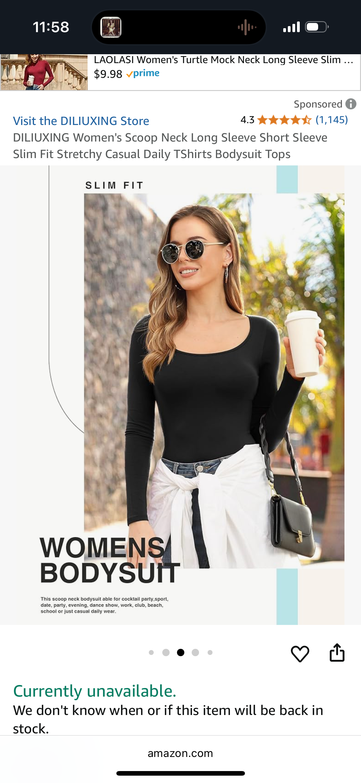 Women's Scoop Neck Long Sleeve Short Sleeve Slim Fit Stretchy Casual Daily TShirts Bodysuit Tops (Size Small)