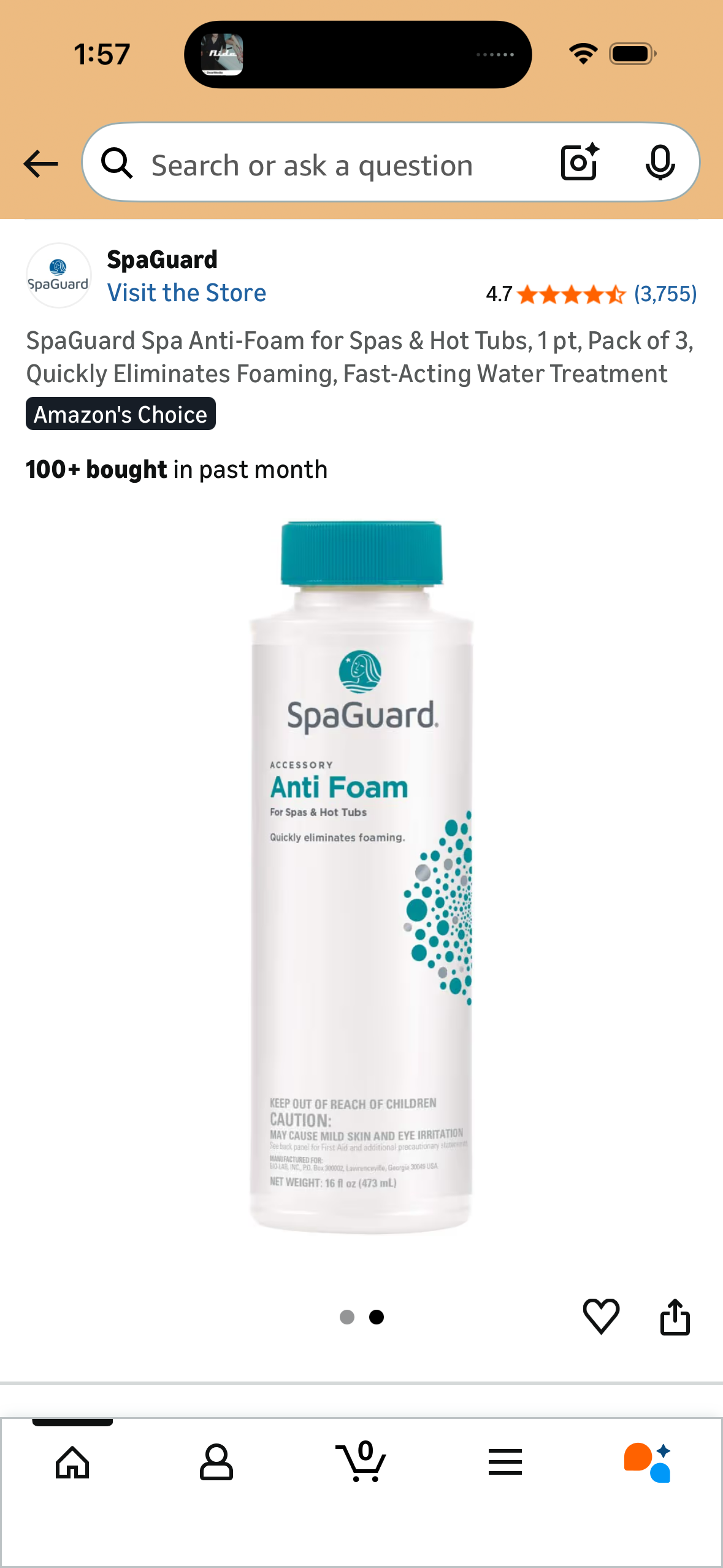 SpaGuard Spa Anti-Foam for Spas & Hot Tubs, 1 pt, Pack of 3, Quickly Eliminates Foaming, Fast-Acting Water Treatment