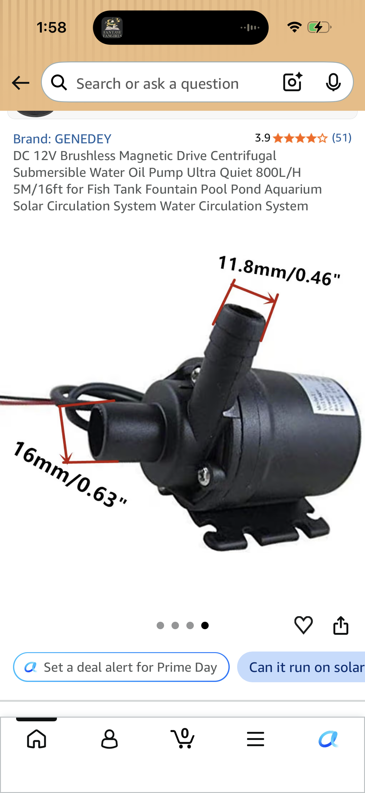 DC 12V Brushless Magnetic Drive Centrifugal Submersible Water Oil Pump Ultra Quiet 800L/H 5M/16ft for Fish Tank Fountain Pool Pond Aquarium Solar Circulation System Water Circulation System