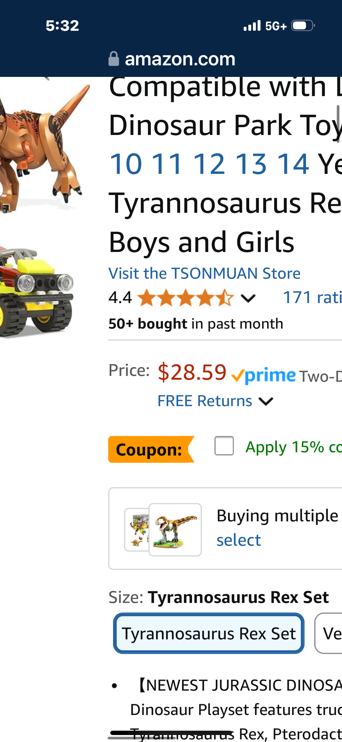 Jurassic Dinosaur Compatible with Lego,1228 Pcs Dinosaur Park World Toys for Age 7 8 9 10 11 12 13 14 Years, Tyrannosaurus Rex Toy for 7-9 Year Old Boy Christmas Birthday