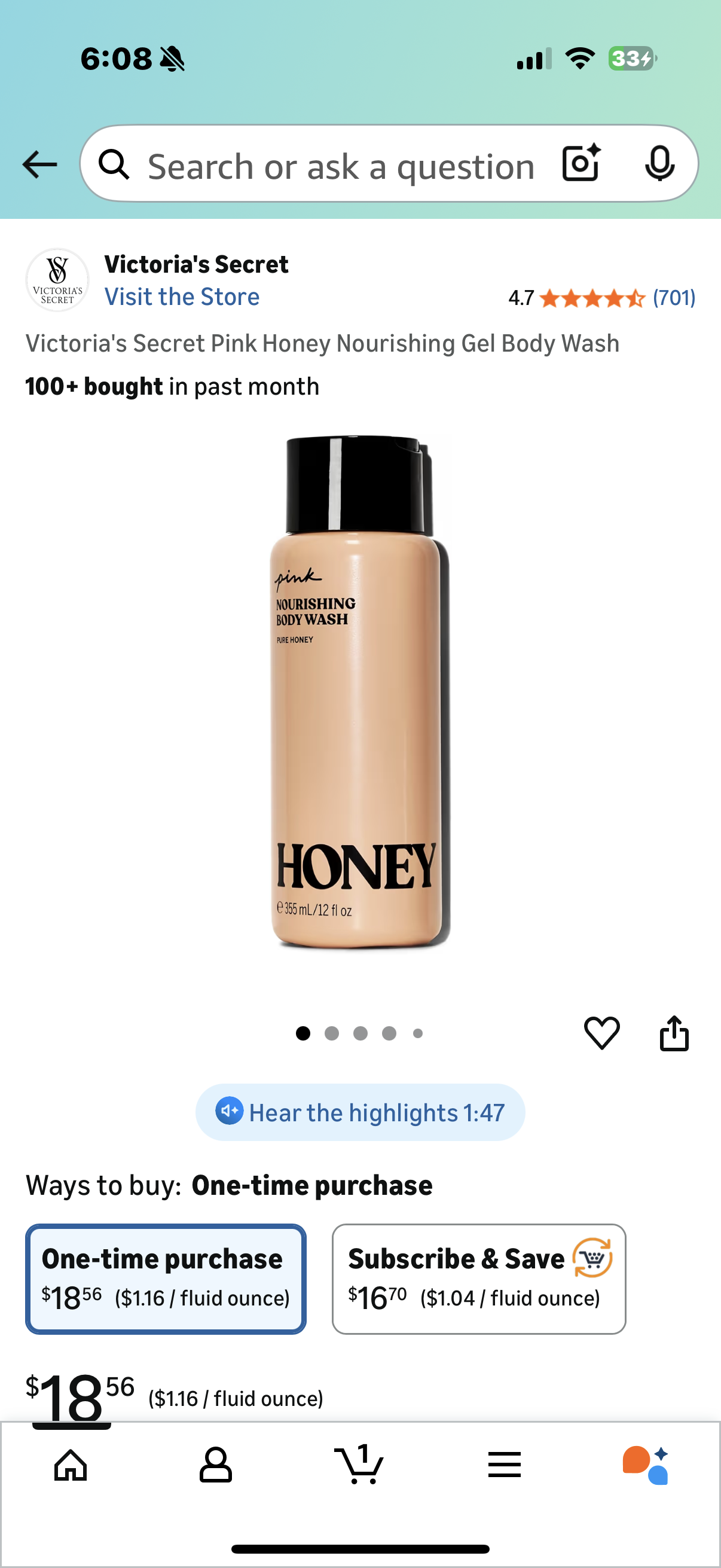 Victoria's Secret Pink Honey Nourishing Gel Body Wash