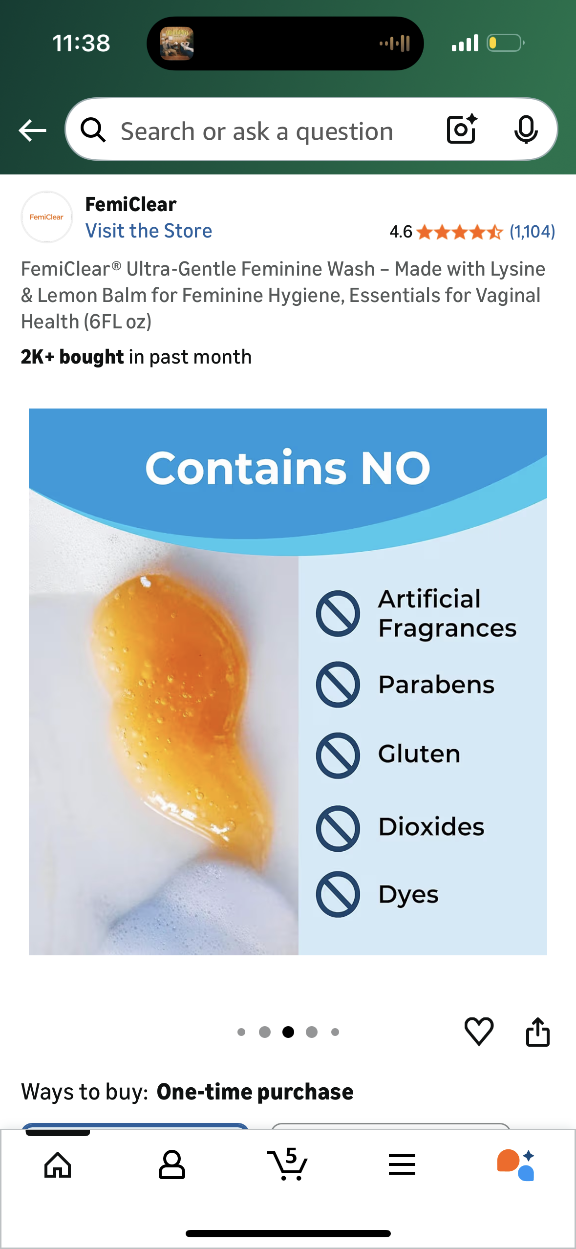 FemiClear® Ultra-Gentle Feminine Wash – Made with Lysine & Lemon Balm for Feminine Hygiene, Essentials for Vaginal Health (6FL oz)