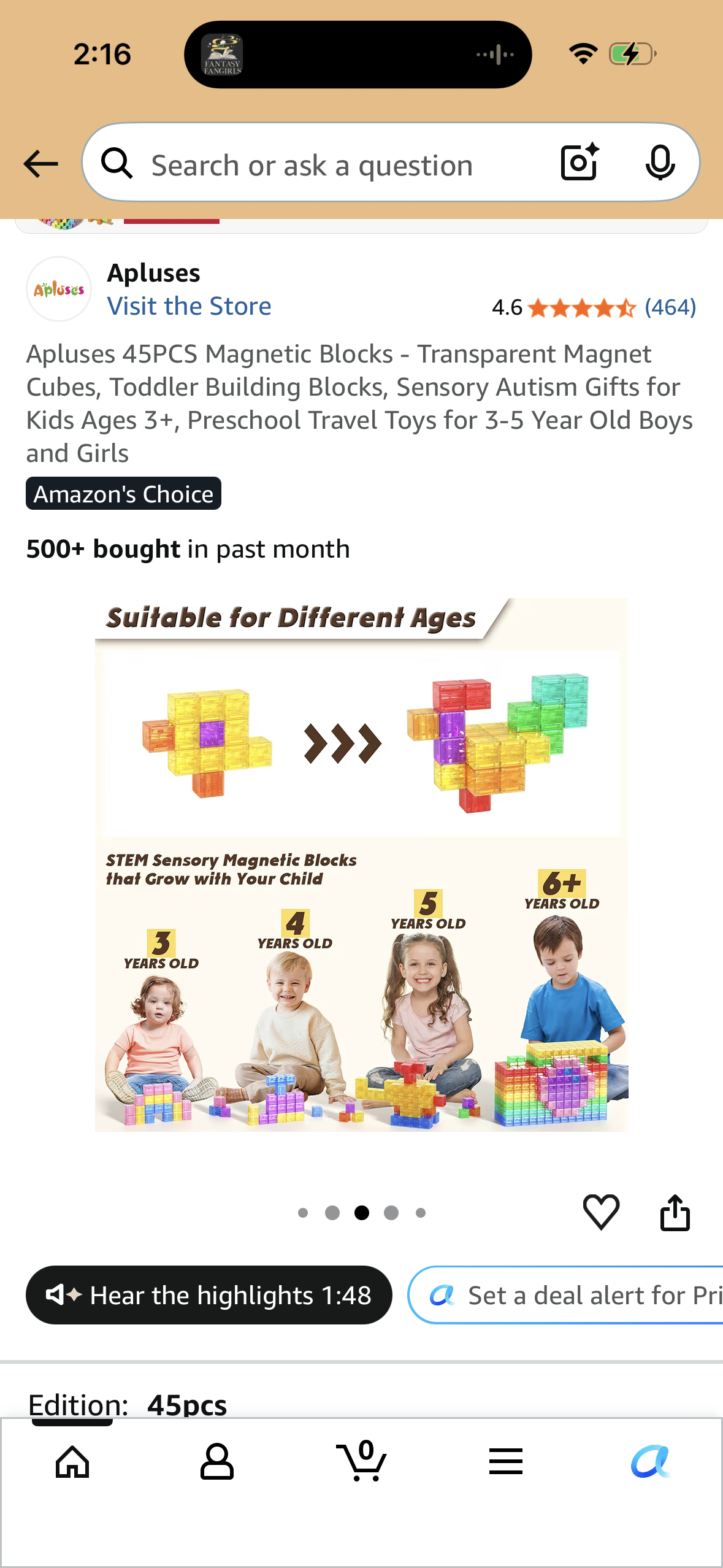 Apluses 45PCS Magnetic Blocks - Transparent Magnet Cubes, Toddler Building Blocks, Sensory Autism Gifts for Kids Ages 3+, Preschool Travel Toys for 3-5 Year Old Boys and Girls