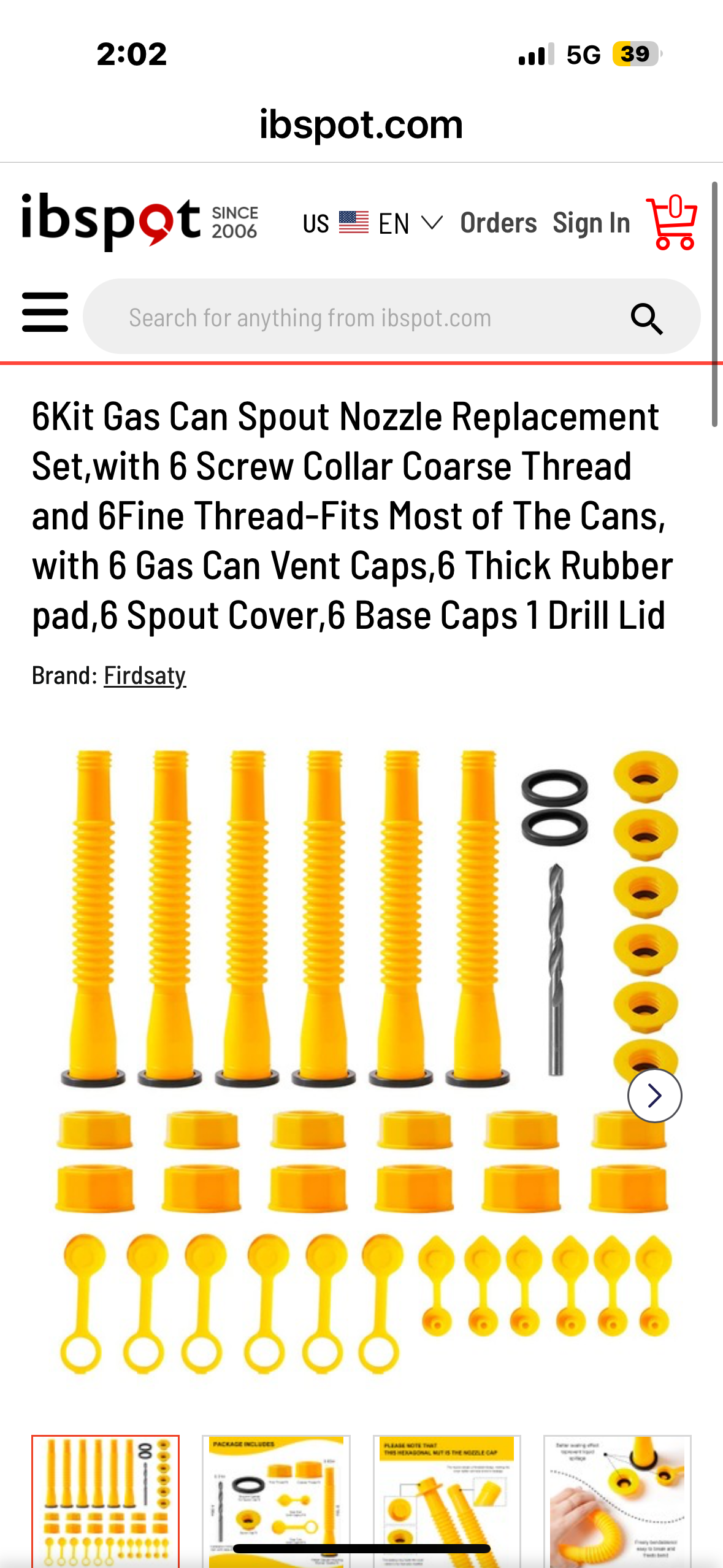 6Kit Gas Can Spout Nozzle Replacement Set,with 6 Screw Collar Coarse Thread and 6Fine Thread-Fits Most of The Cans, with 6 Gas Can Vent Caps,6 Thick Rubber pad,6 Spout Cover,6 Base Caps 1 Drill Lid