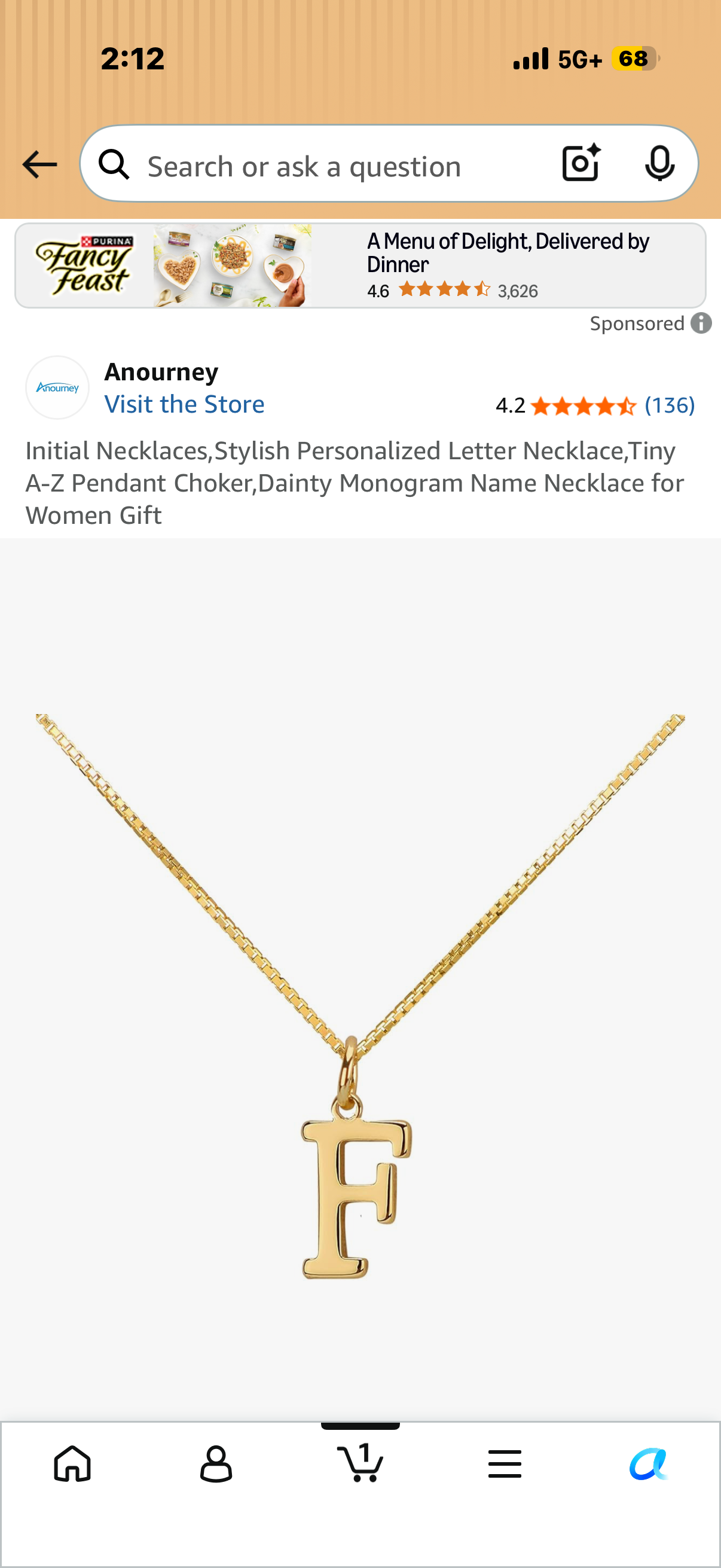 Initial Necklaces,Stylish Personalized Letter Necklace,Pendant Choker,Dainty Monogram Name Necklace for Women Gift Letter F
