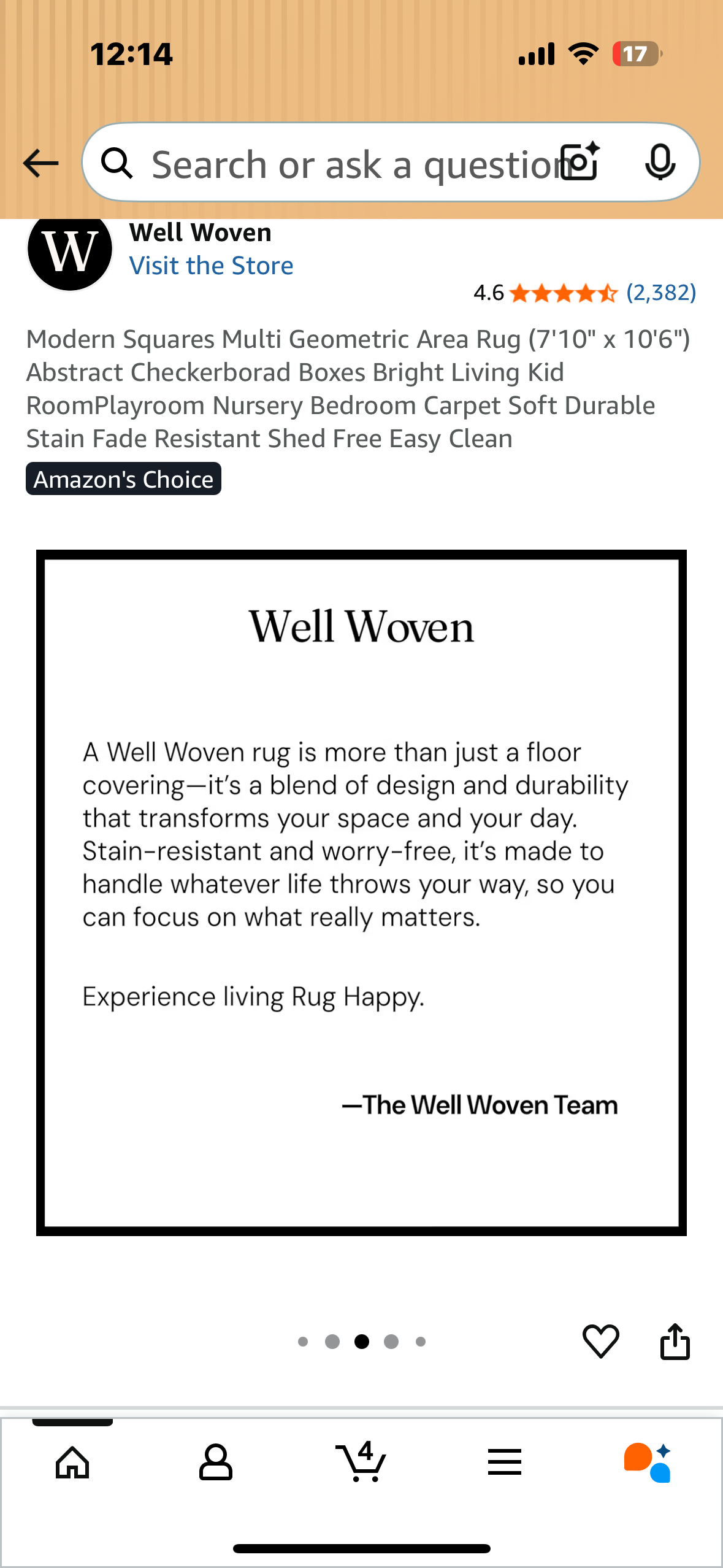 Modern Squares Multi Geometric Area Rug (7'10" x 10'6"), Abstract Checkerborad Boxes, Bright Living Room, Nursery, Bedroom Carpet, Soft, Durable Stain, Fade Resistant, Shed Free, Easy Clean (L1053)