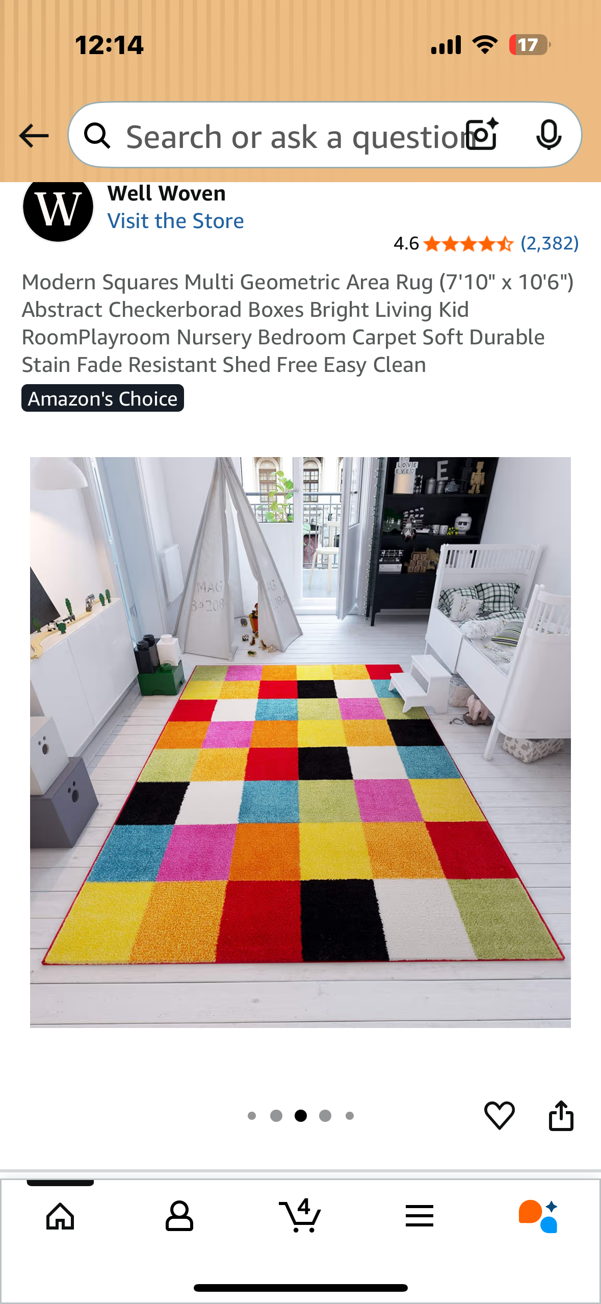 Modern Squares Multi Geometric Area Rug (7'10" x 10'6"), Abstract Checkerborad Boxes, Bright Living Room, Nursery, Bedroom Carpet, Soft, Durable Stain, Fade Resistant, Shed Free, Easy Clean (L1053)