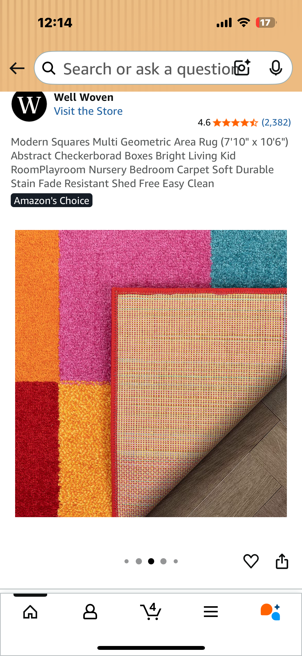 Modern Squares Multi Geometric Area Rug (7'10" x 10'6"), Abstract Checkerborad Boxes, Bright Living Room, Nursery, Bedroom Carpet, Soft, Durable Stain, Fade Resistant, Shed Free, Easy Clean (L1053)