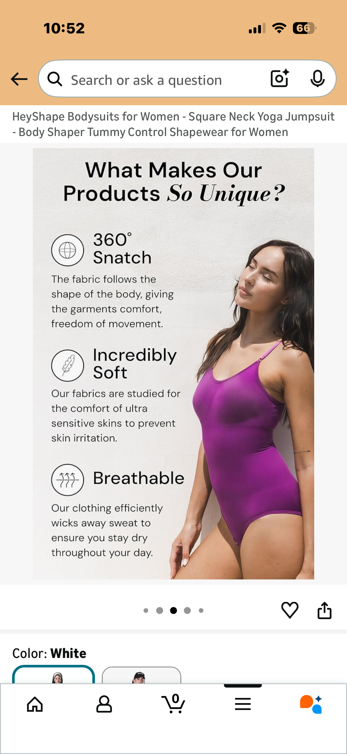 HeyShape Bodysuits for Women - Square Neck Yoga Jumpsuit - Body Shaper Tummy Control Shapewear for Women