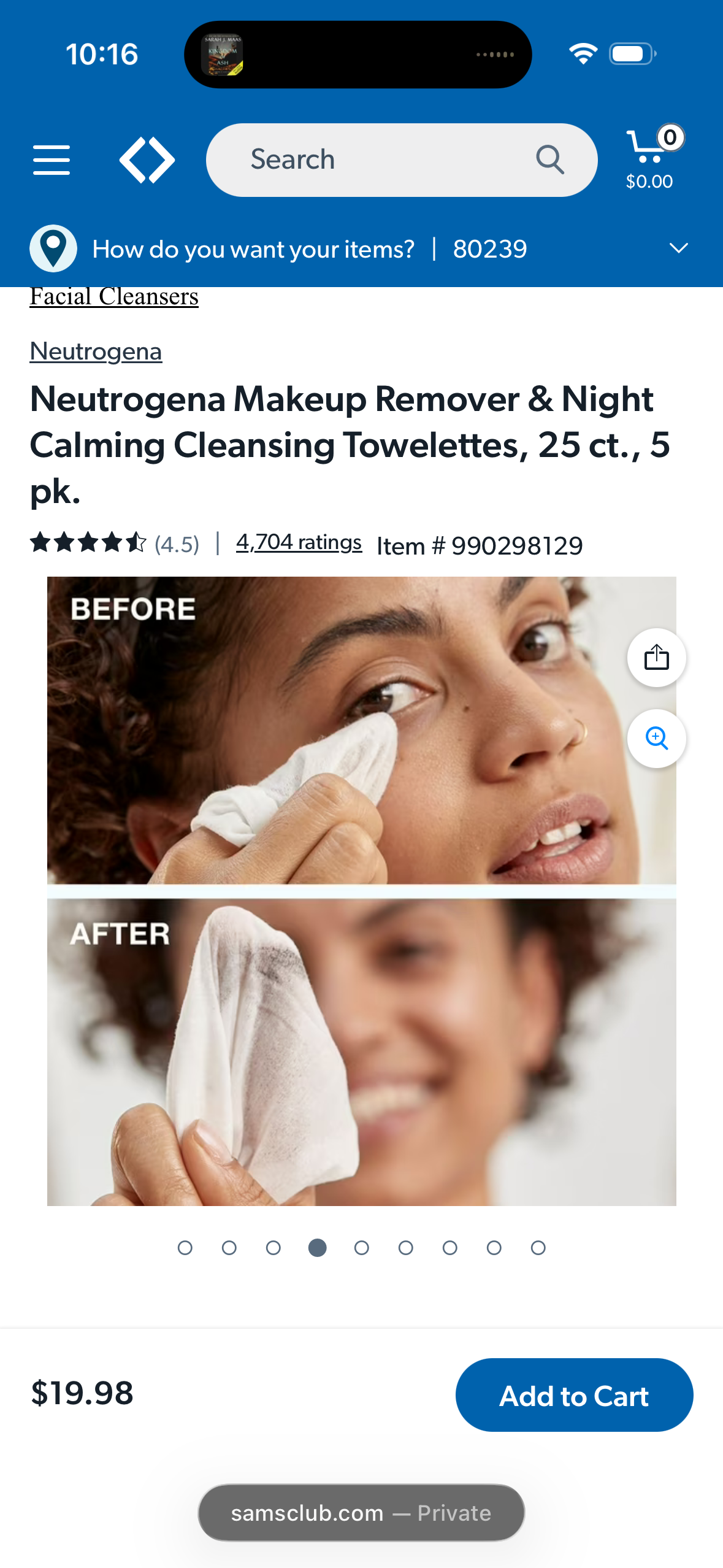 Neutrogena Makeup Remover & Night Calming Cleansing Towelettes, 25 ct., 5 pk.