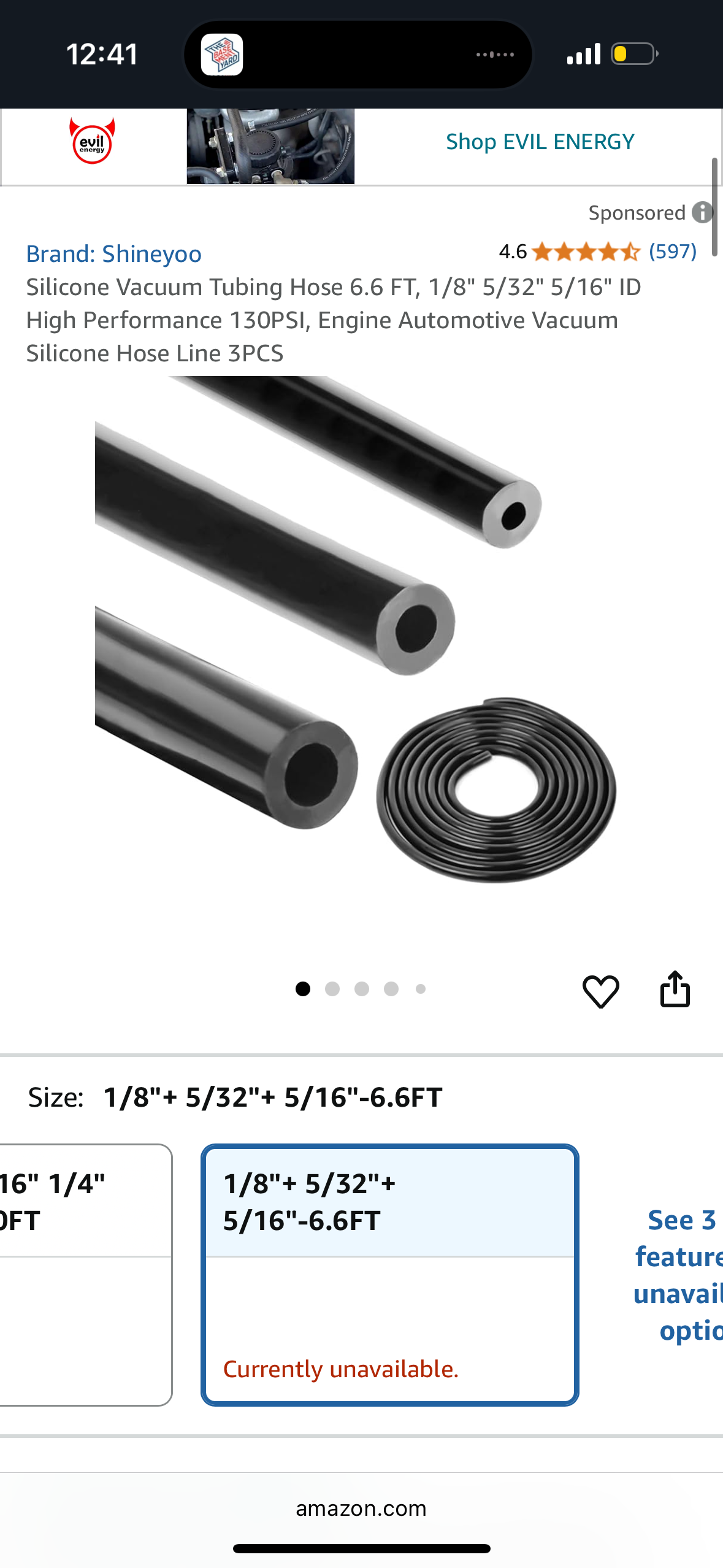 Shineyoo Silicone Vacuum Tubing Hose 6.6 FT, 1/8" 5/32" 5/16" ID High Performance 130PSI, Engine Automotive Vacuum Silicone Hose Line 3PCS
