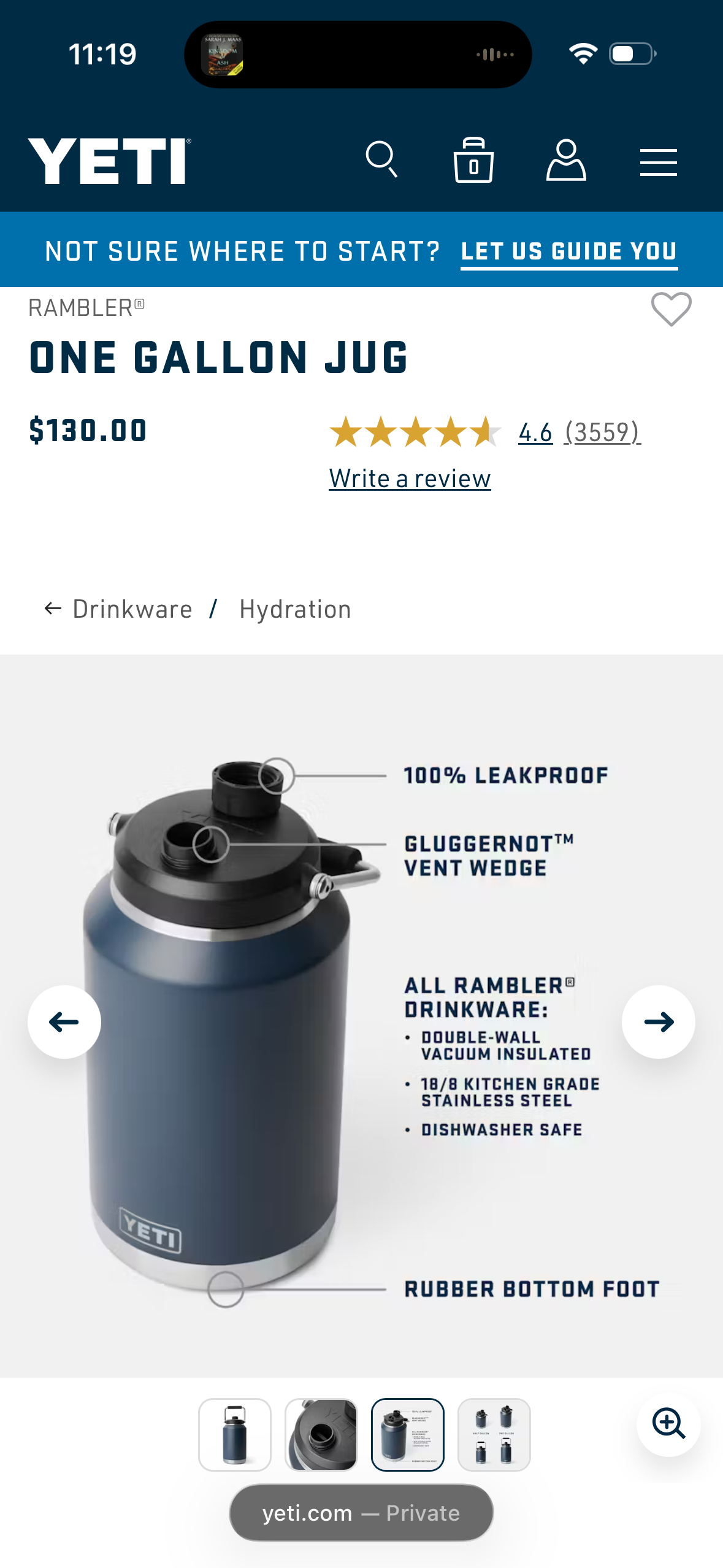 YETI Rambler Gallon Jug, Vacuum Insulated, Leakproof, Stainless Steel with MagCap - Agave Teal