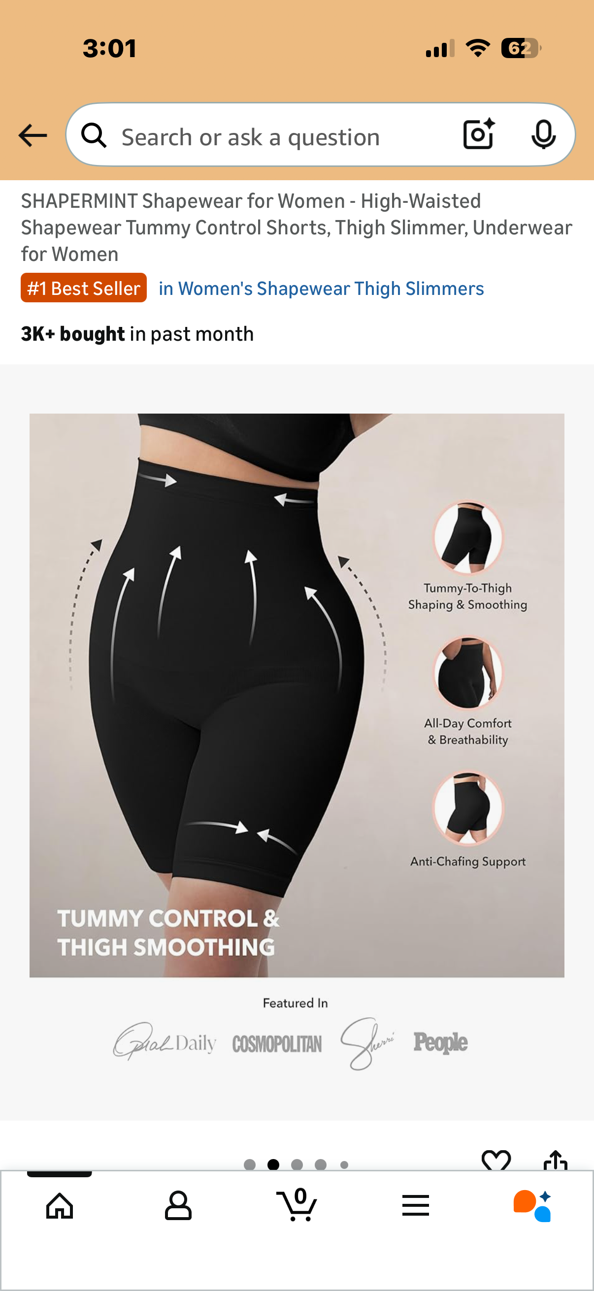 SHAPERMINT Shapewear for Women - High-Waisted Shapewear Tummy Control Shorts, Thigh Slimmer, Underwear for Women (Size XL/XXL)