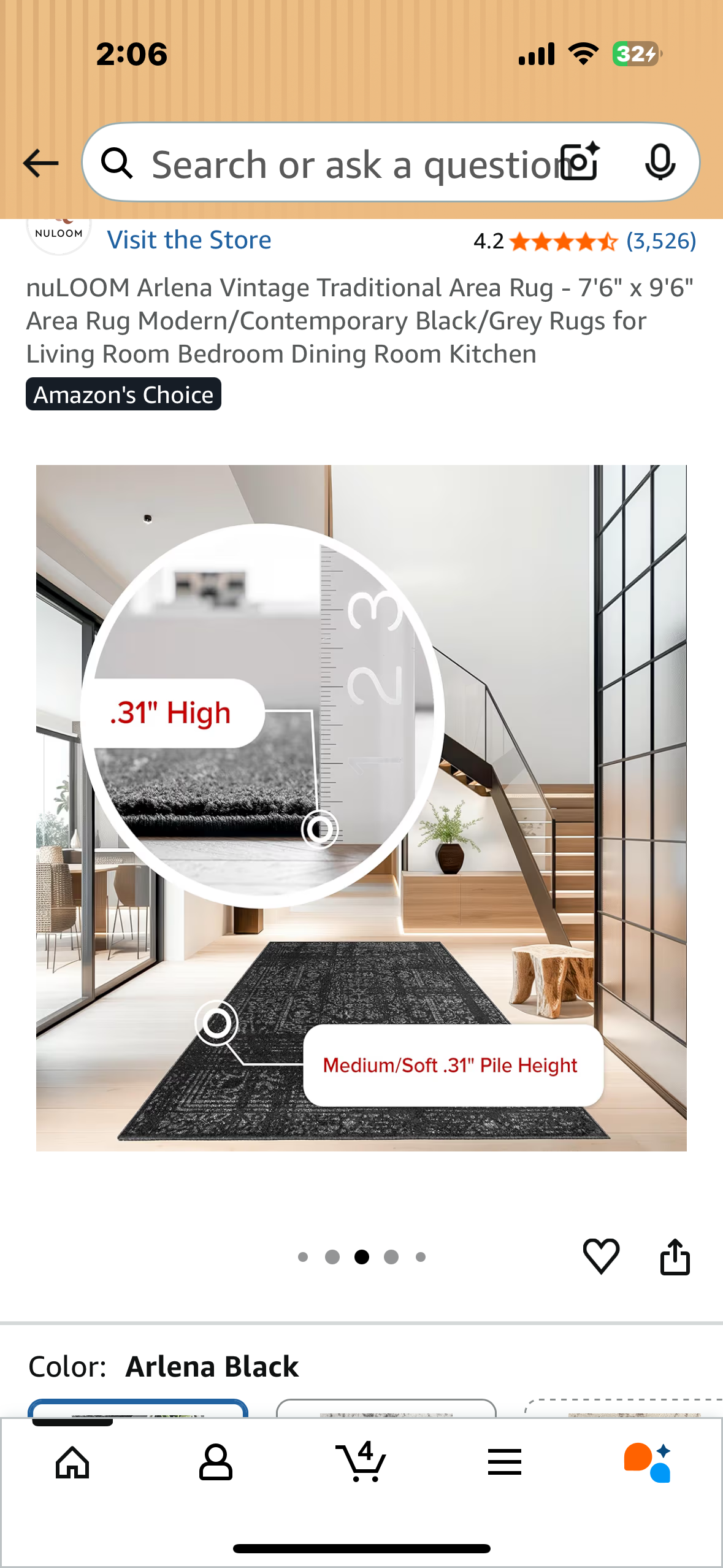 nuLOOM Arlena Vintage Traditional Area Rug - 7'6" x 9'6" Area Rug Modern/Contemporary Black/Grey Rugs for Living Room Bedroom Dining Room Kitchen (L1060)