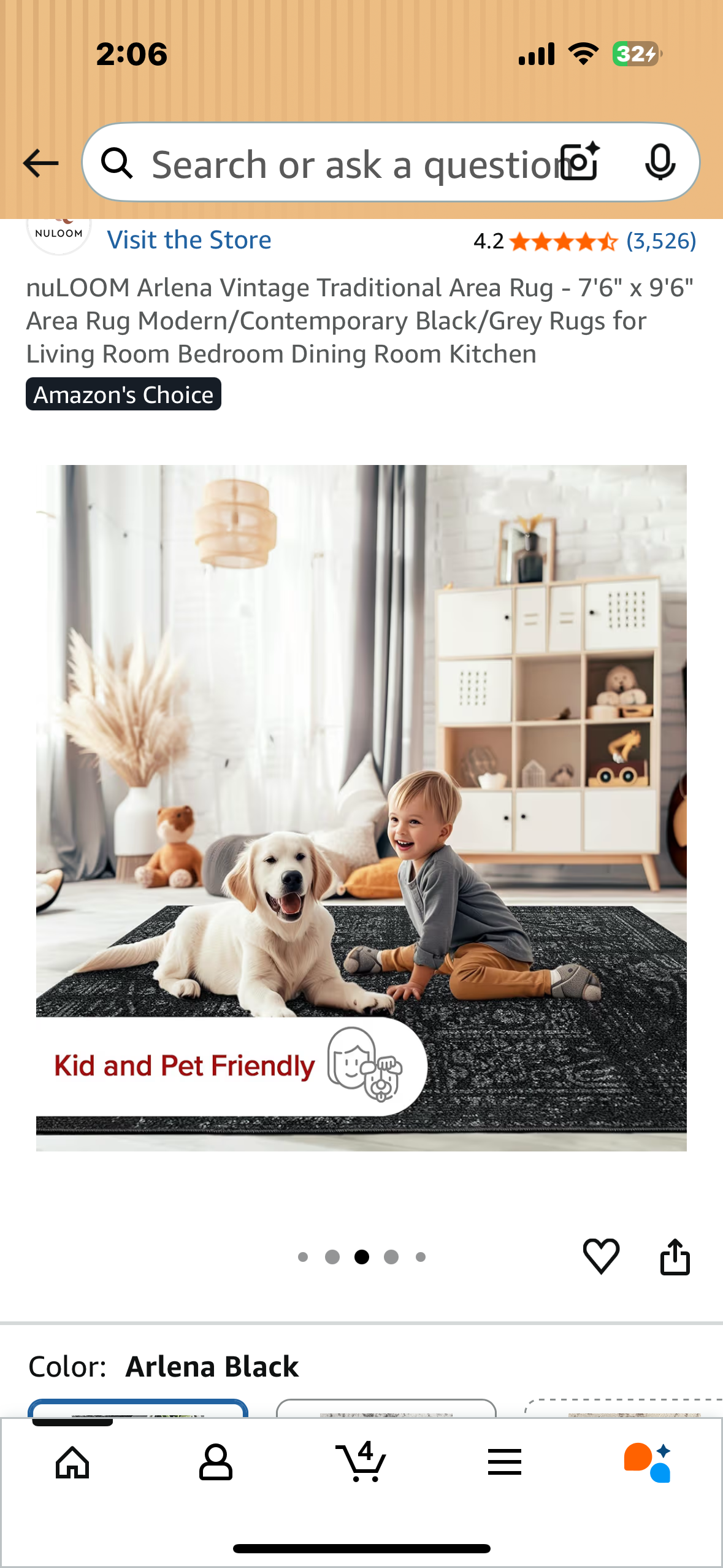 nuLOOM Arlena Vintage Traditional Area Rug - 7'6" x 9'6" Area Rug Modern/Contemporary Black/Grey Rugs for Living Room Bedroom Dining Room Kitchen (L1060)