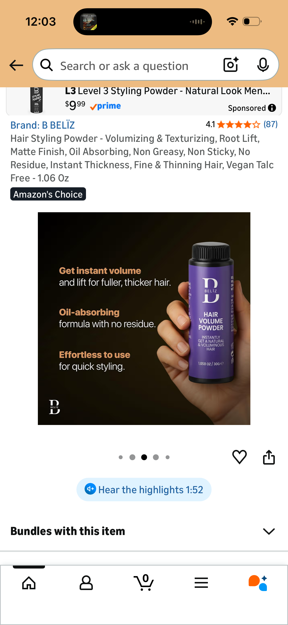 Hair Styling Powder - Volumizing & Texturizing, Root Lift, Matte Finish, Oil Absorbing, Non Greasy, Non Sticky, No Residue, Instant Thickness, Fine & Thinning Hair, Vegan Talc Free - 1.06 Oz