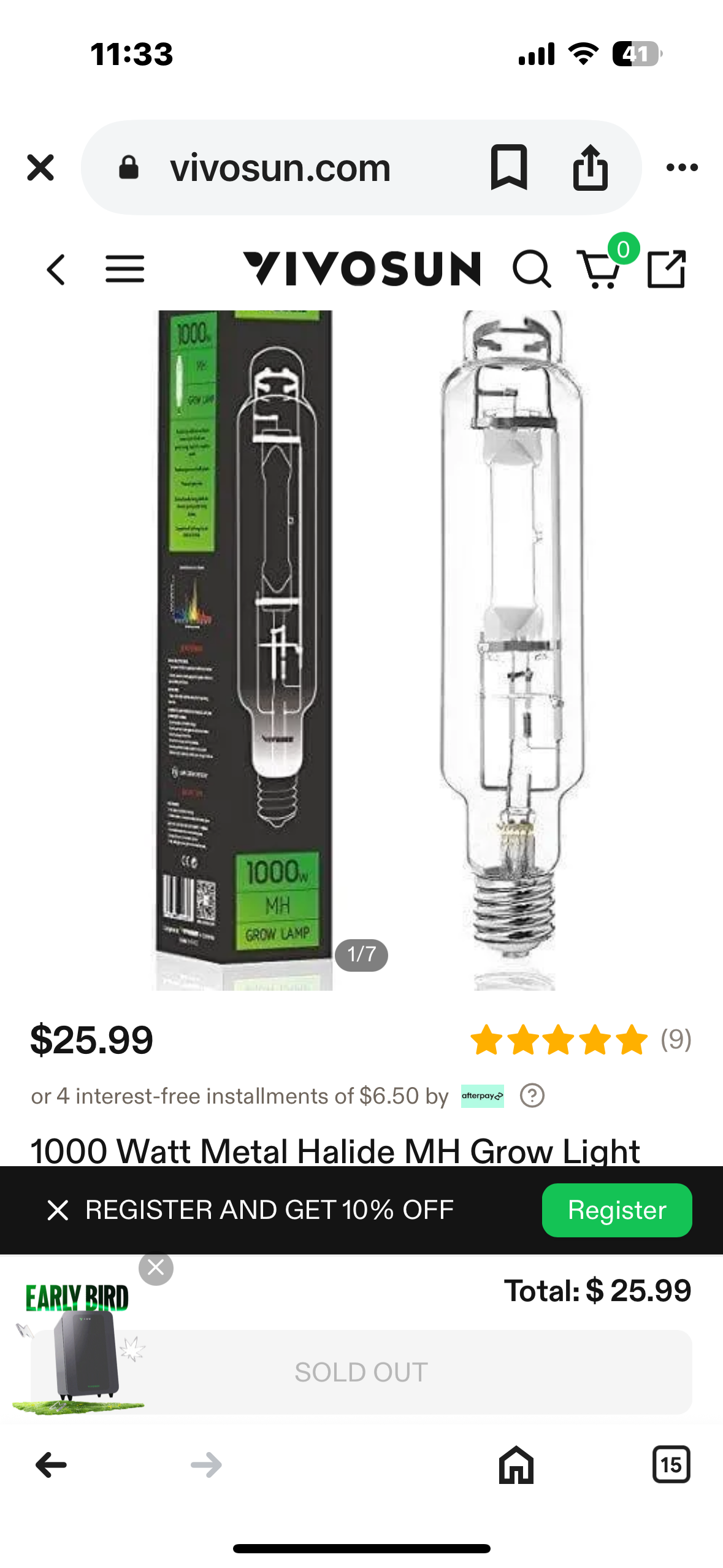 New - VIVOSUN 1000 Watt Metal Halide MH Grow Light Bulb (R517)
