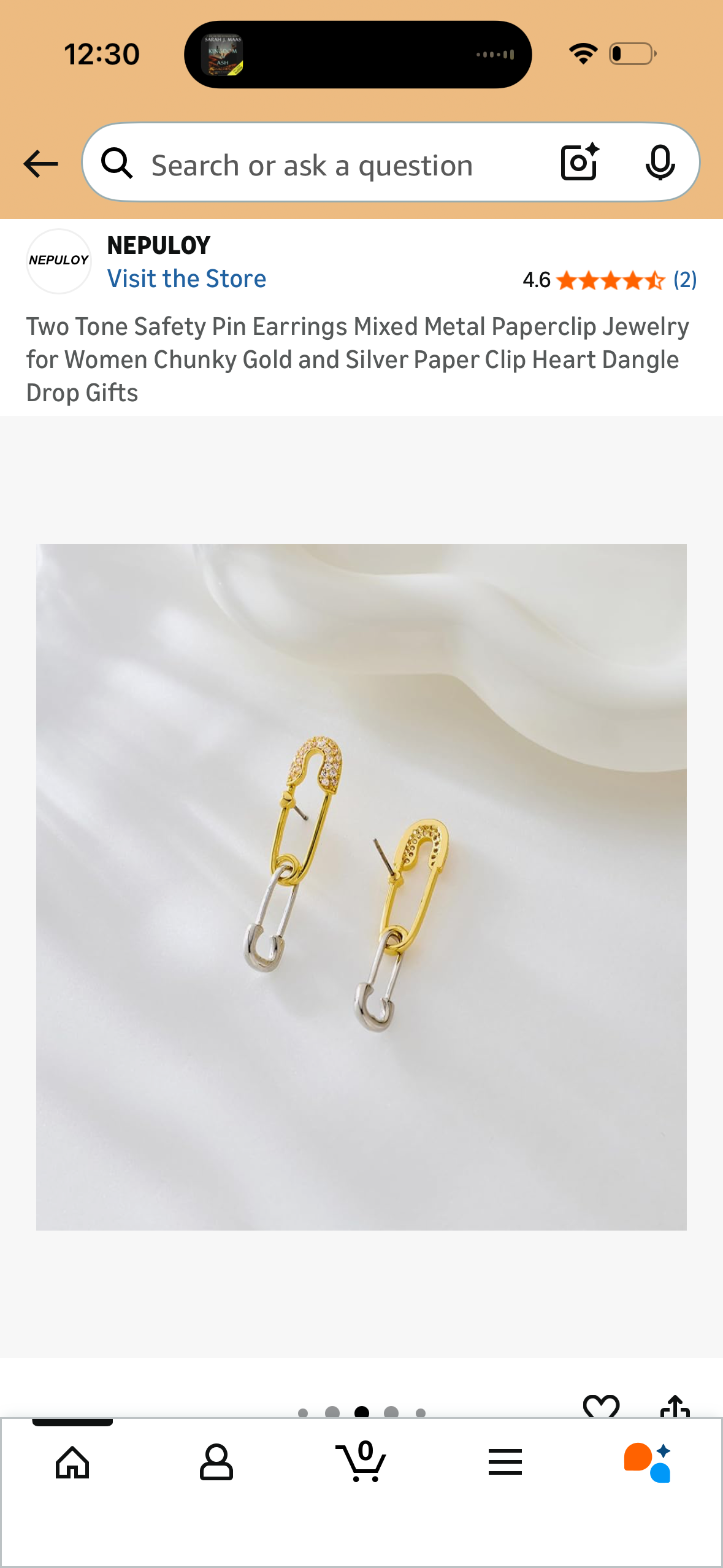 Two Tone Safety Pin Earrings Mixed Metal Paperclip Jewelry for Women Chunky Gold and Silver Paper Clip Heart Dangle Drop Gifts