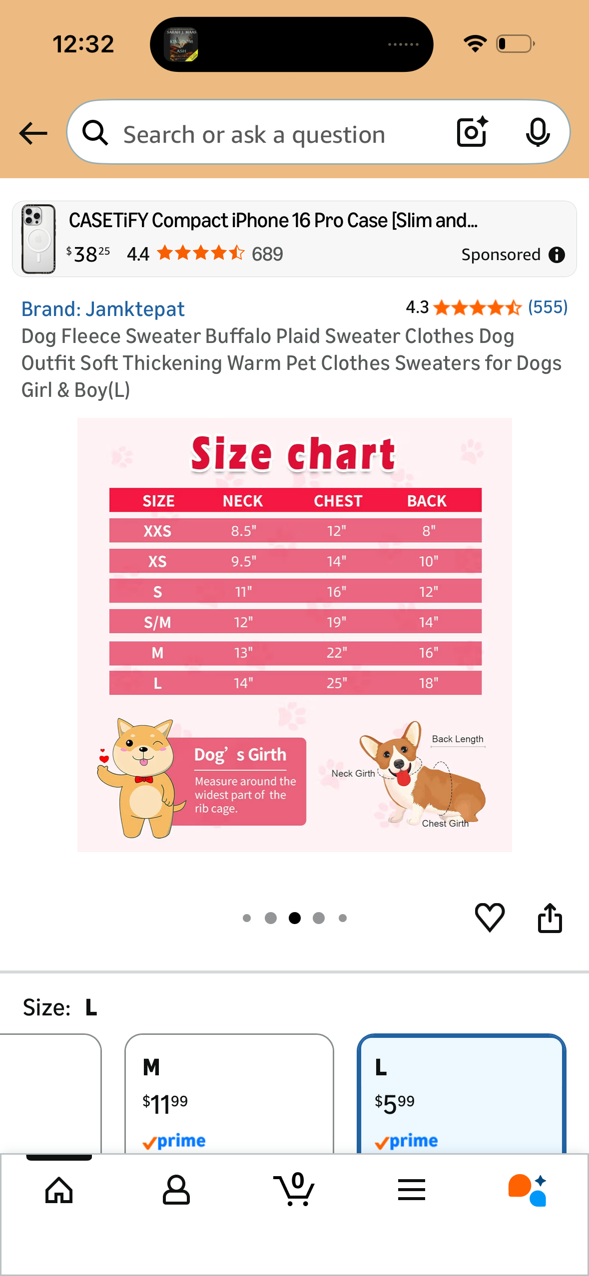 Dog Fleece Sweater Buffalo Plaid Sweater Clothes Dog Outfit Soft Thickening Warm Pet Clothes Sweaters for Dogs Girl & Boy (Size Large)