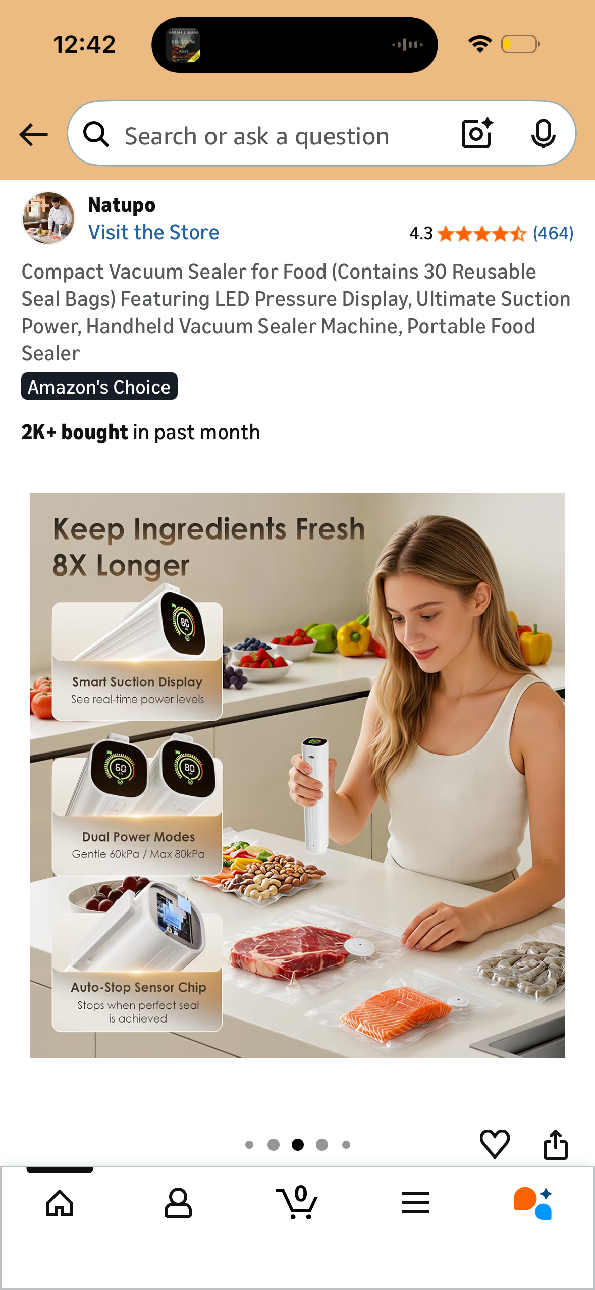 Compact Vacuum Sealer for Food (Contains 30 Reusable Seal Bags) Featuring LED Pressure Display, Ultimate Suction Power, Handheld Vacuum Sealer Machine, Portable Food Sealer