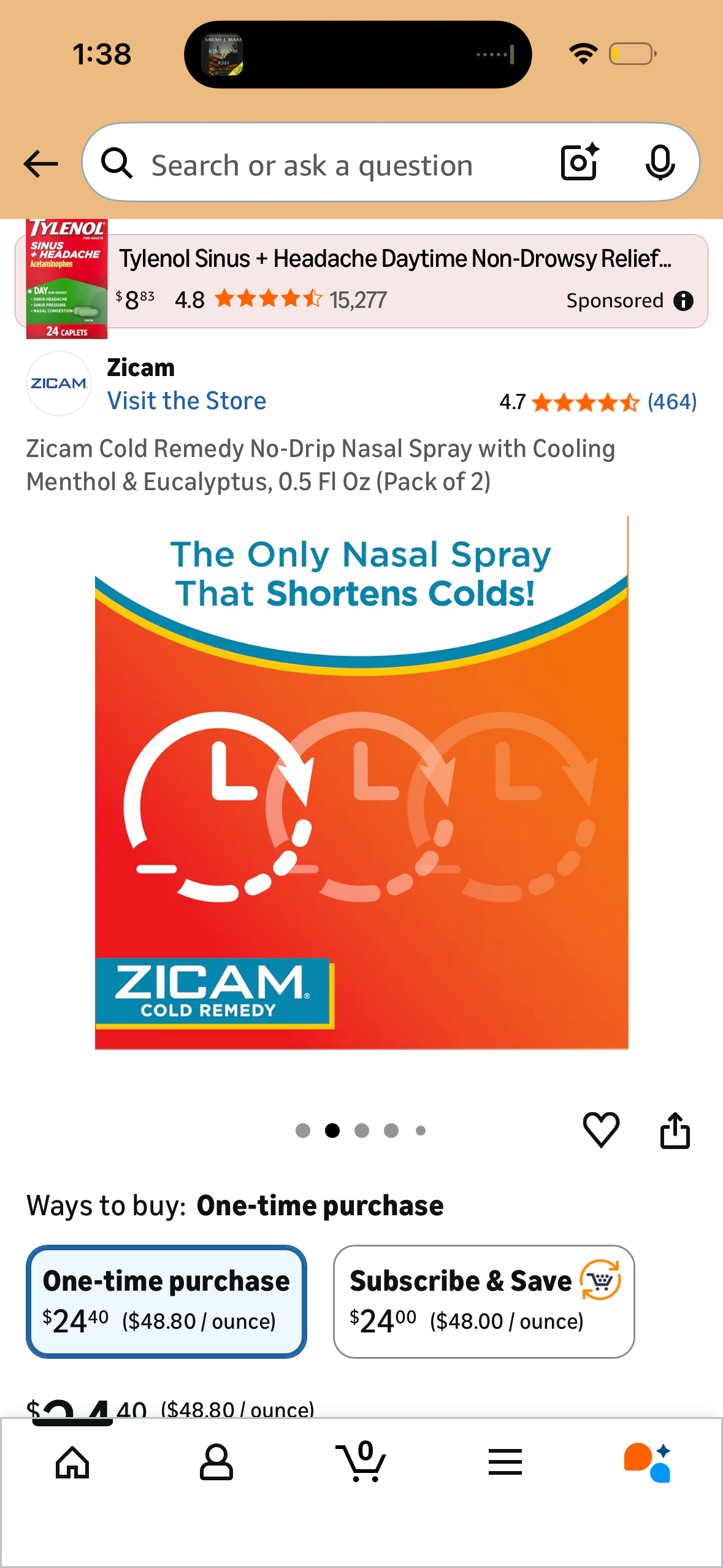 Zicam Cold Remedy No-Drip Nasal Spray with Cooling Menthol & Eucalyptus, 0.5 Fl Oz (Pack of 2)