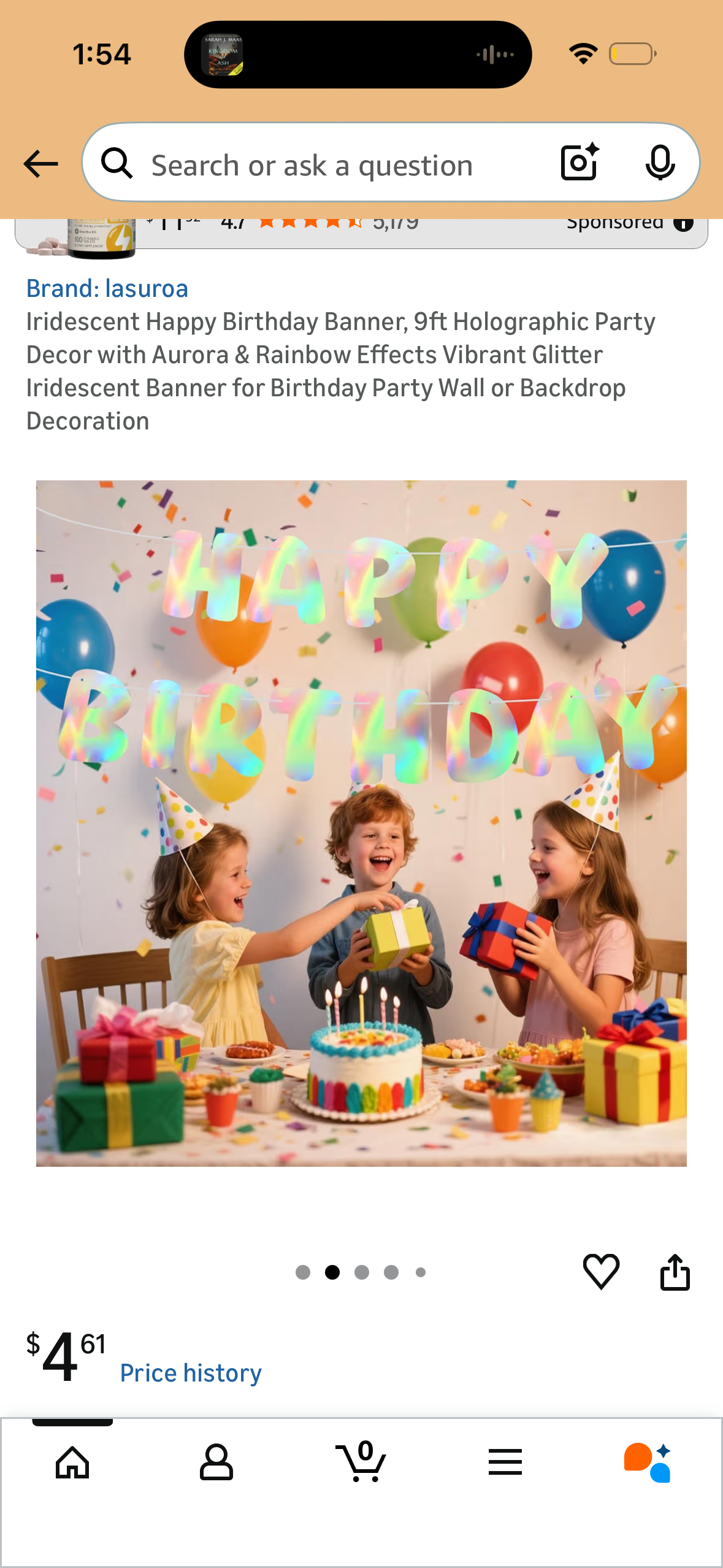 Iridescent Happy Birthday Banner, 9ft Holographic Party Decor with Aurora & Rainbow Effects Vibrant Glitter Iridescent Banner for Birthday Party Wall or Backdrop Decoration