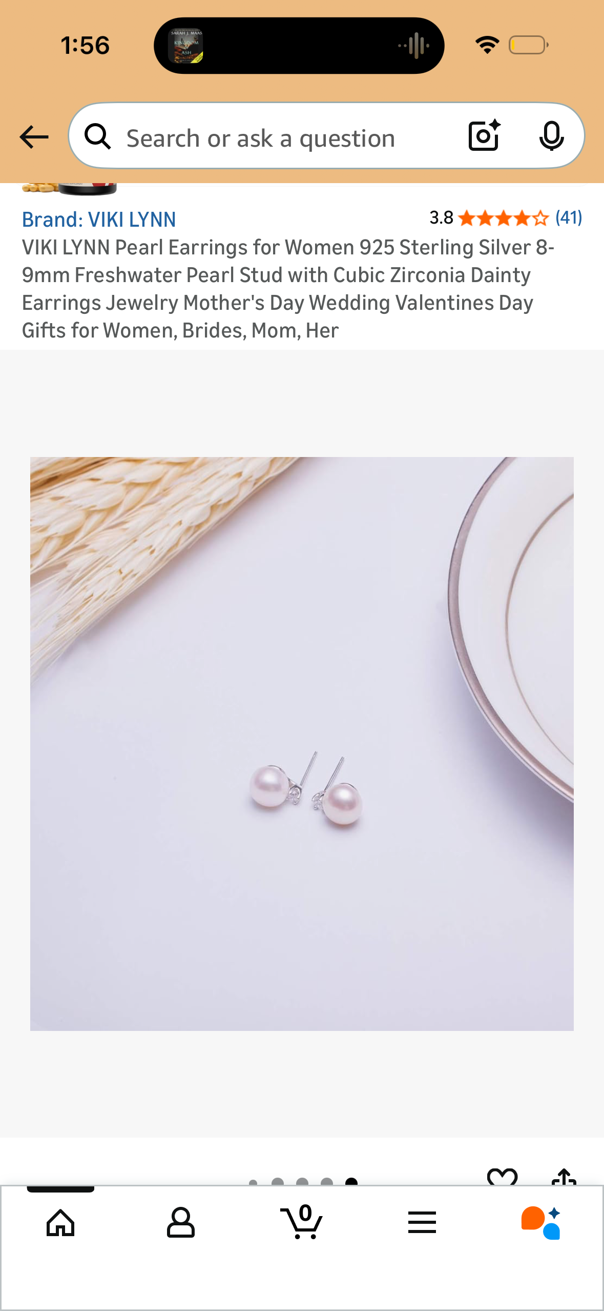 VIKI LYNN Pearl Earrings for Women 925 Sterling Silver 8-9mm Freshwater Pearl Stud with Cubic Zirconia Dainty Earrings Jewelry Mother's Day Wedding Valentines Day Gifts for Women, Brides, Mom, Her