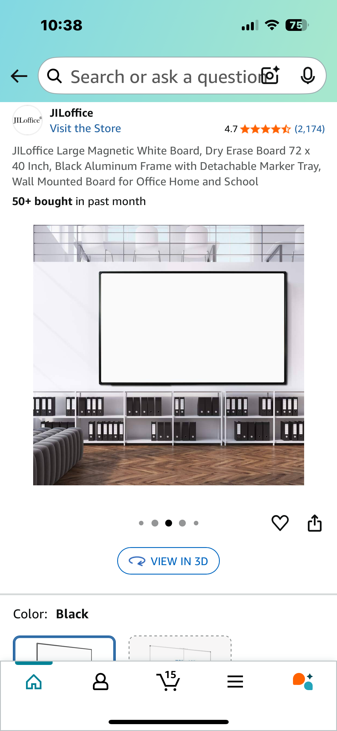JILoffice Large Magnetic White Board, Dry Erase Board 72 x 40 Inch, Black Aluminum Frame with Detachable Marker Tray, Wall Mounted Board for Office Home and School (O420)