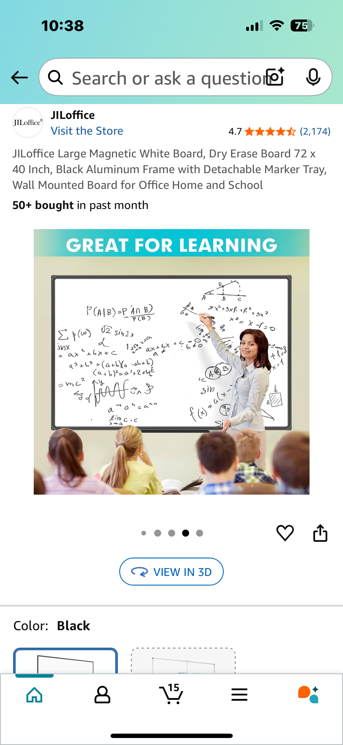 JILoffice Large Magnetic White Board, Dry Erase Board 72 x 40 Inch, Black Aluminum Frame with Detachable Marker Tray, Wall Mounted Board for Office Home and School (O420)