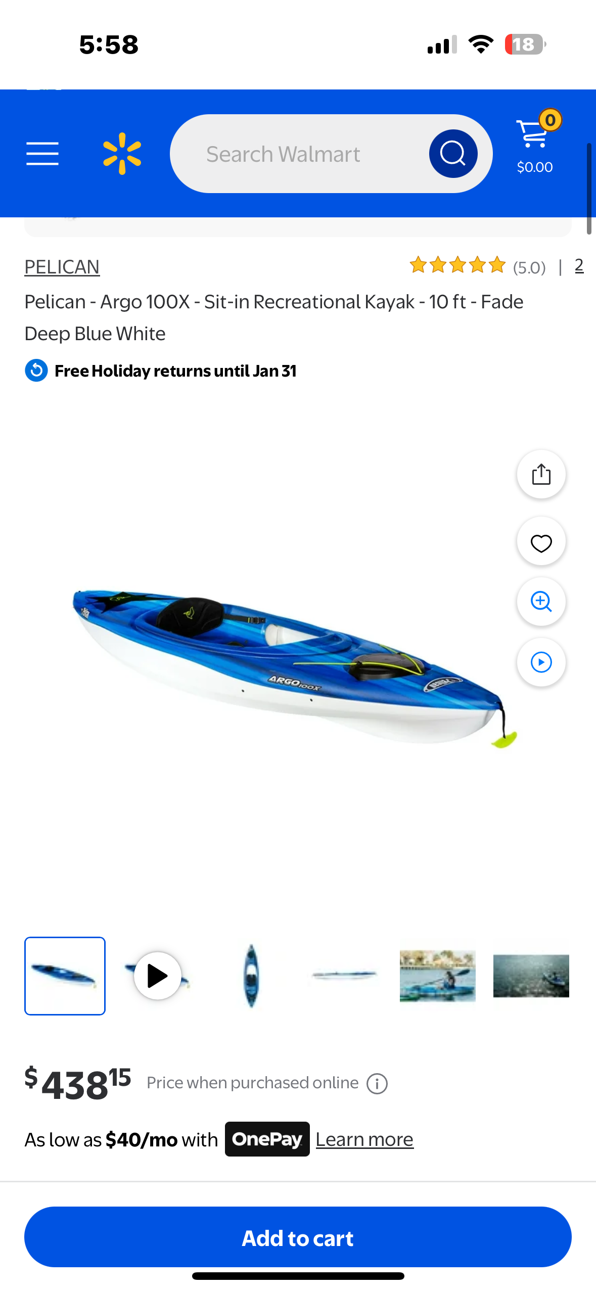 Pelican Argo 100X - Recreational Sit in Kayak - Lightweight Patented Ram-X™ Material - Ergoform™ Seating System - 10 ft (W523)