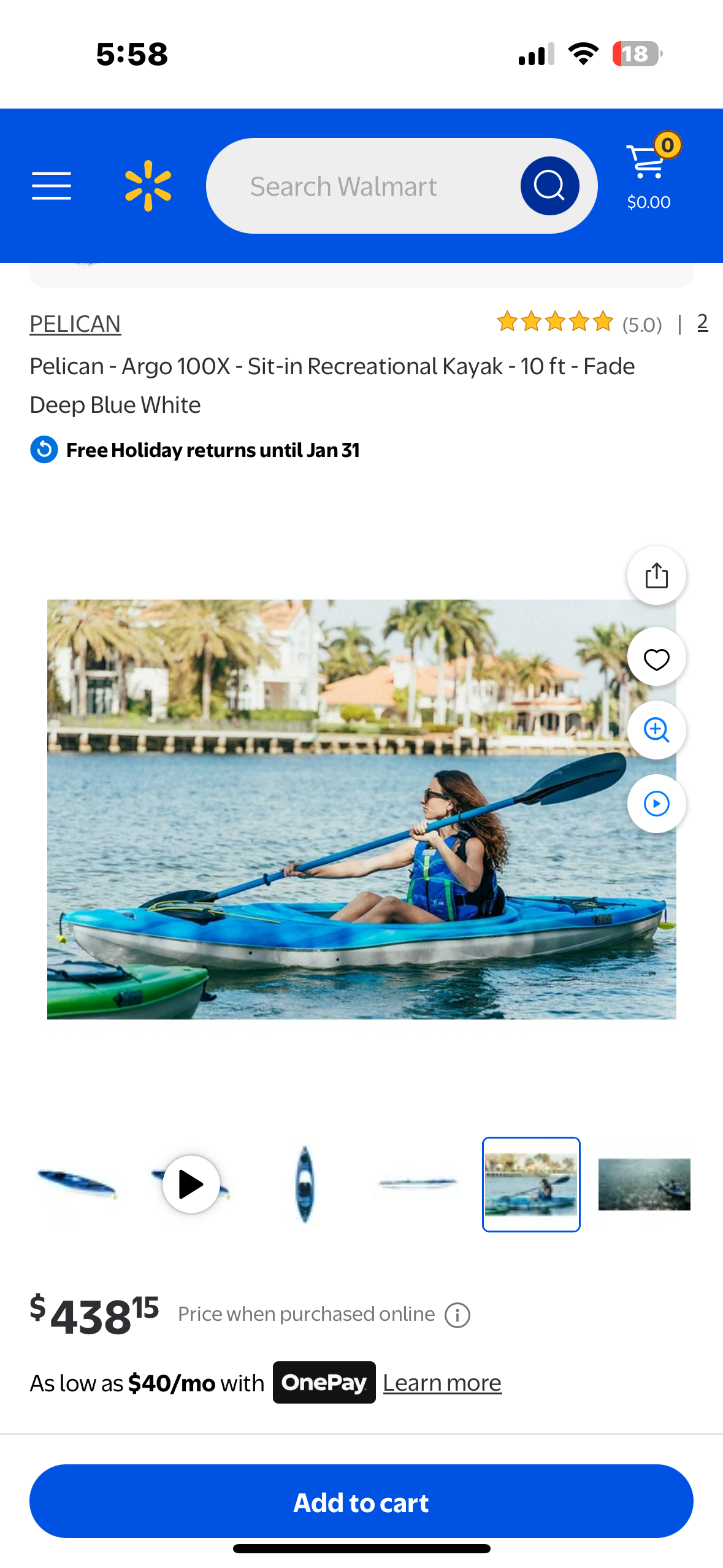 Pelican Argo 100X - Recreational Sit in Kayak - Lightweight Patented Ram-X™ Material - Ergoform™ Seating System - 10 ft (W523)