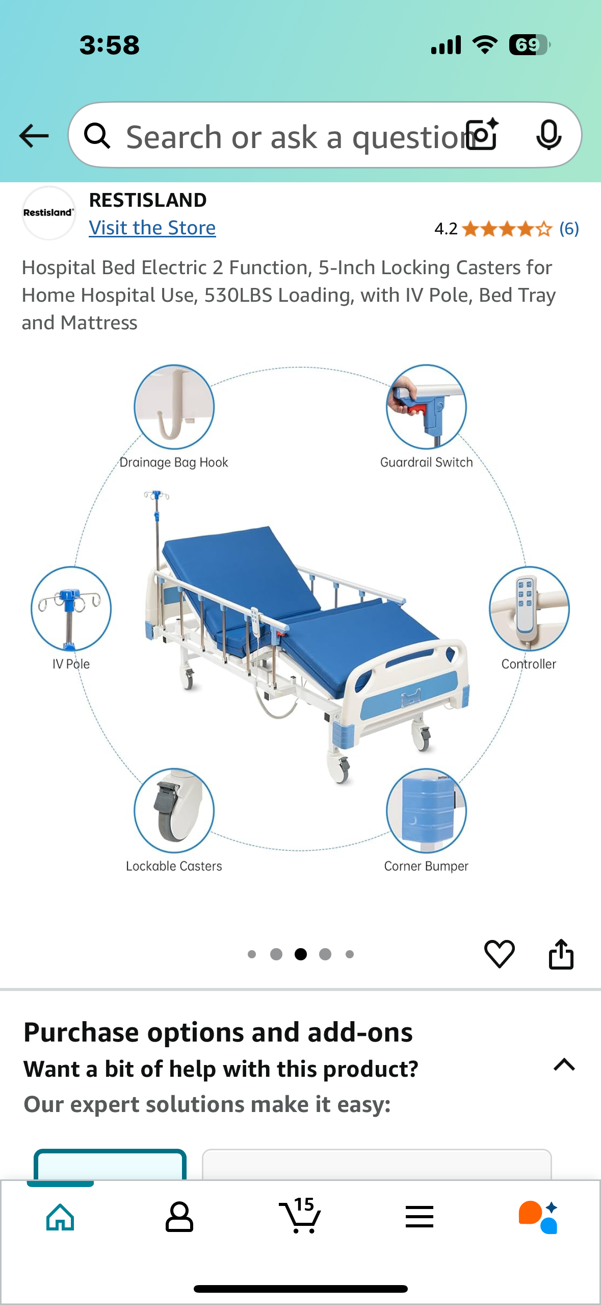 New - Hospital Bed Electric for Home Recovery Use, 530LBS Capacity, with IV Pole, Bed Tray and Mattress (B838)