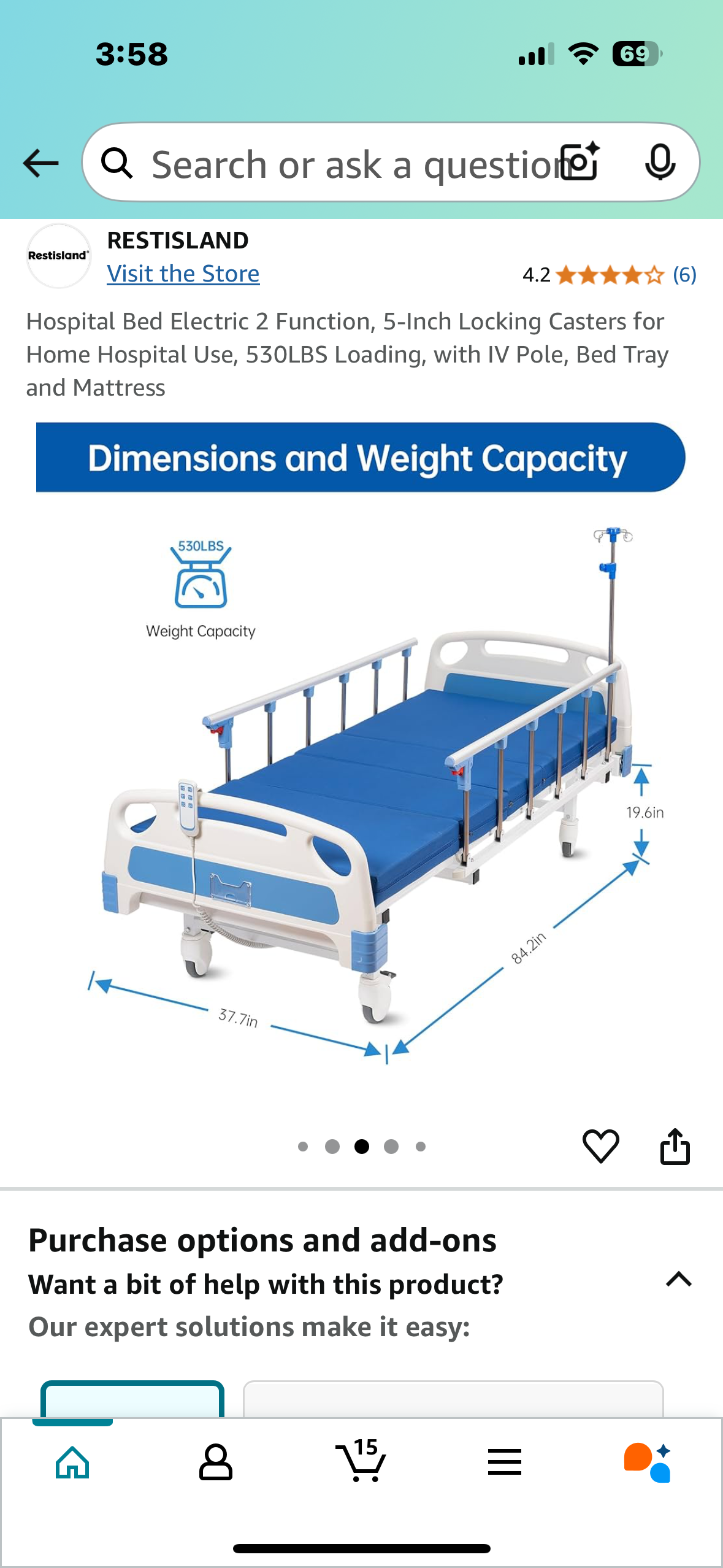 New - Hospital Bed Electric for Home Recovery Use, 530LBS Capacity, with IV Pole, Bed Tray and Mattress (B838)