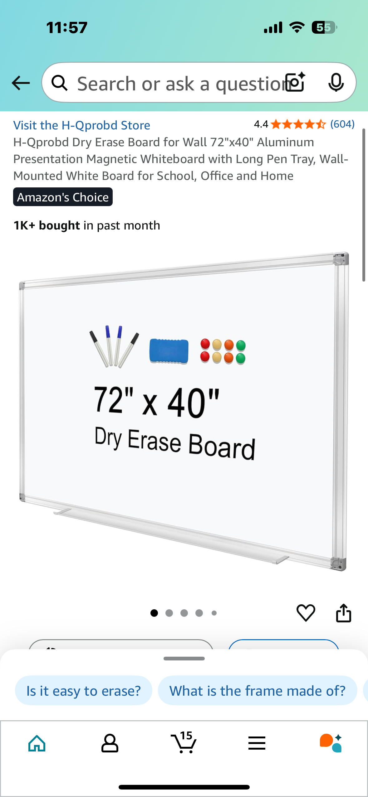 H-Qprobd Dry Erase Board for Wall 72"x40" Aluminum Presentation Magnetic Whiteboard with Long Pen Tray, Wall-Mounted White Board for School, Office and Home (O422)