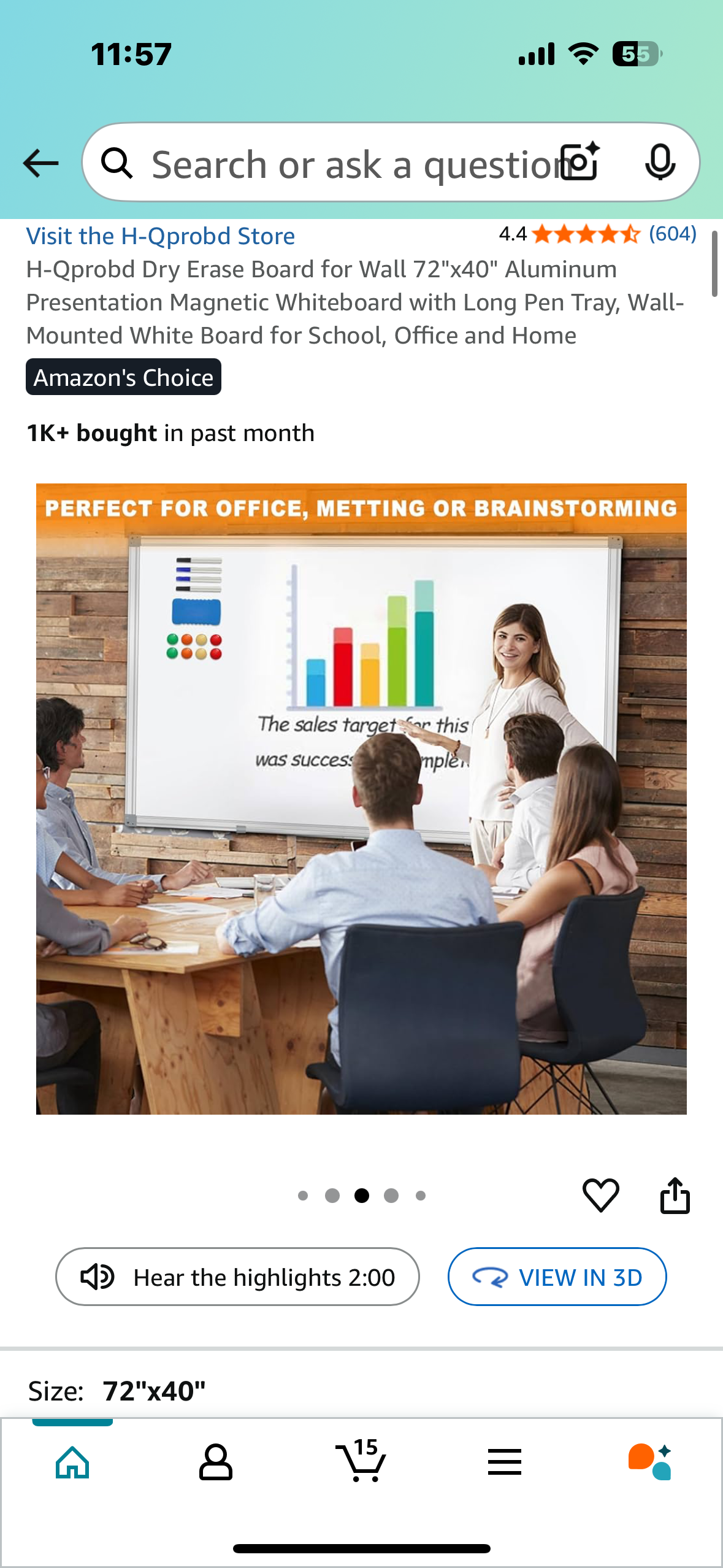 H-Qprobd Dry Erase Board for Wall 72"x40" Aluminum Presentation Magnetic Whiteboard with Long Pen Tray, Wall-Mounted White Board for School, Office and Home (O422)