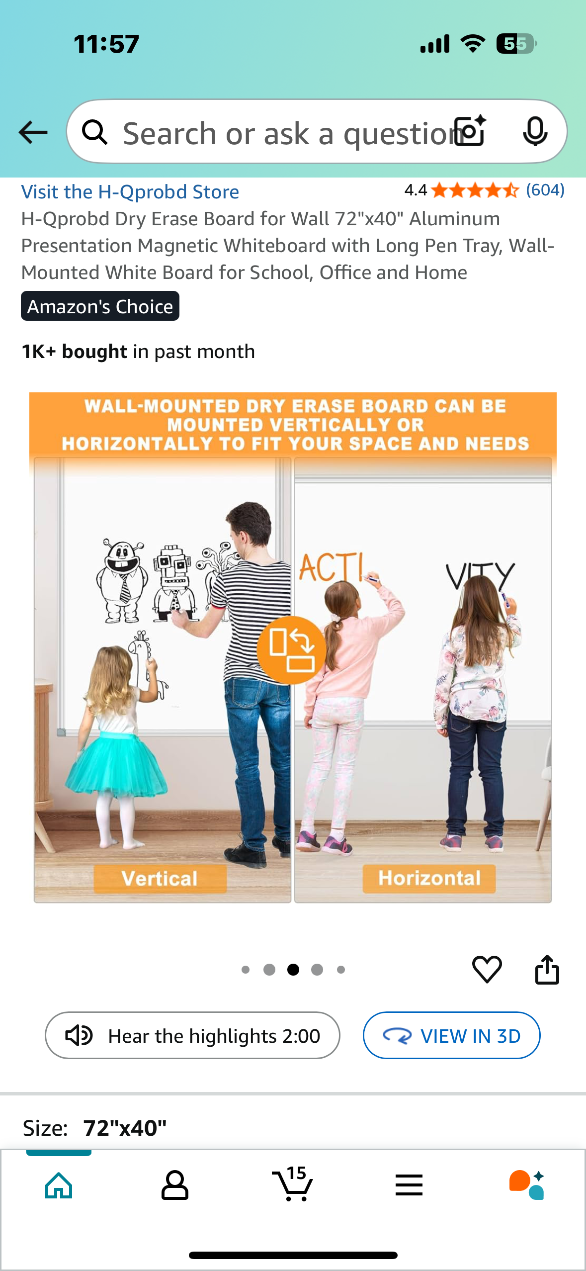 H-Qprobd Dry Erase Board for Wall 72"x40" Aluminum Presentation Magnetic Whiteboard with Long Pen Tray, Wall-Mounted White Board for School, Office and Home (O422)