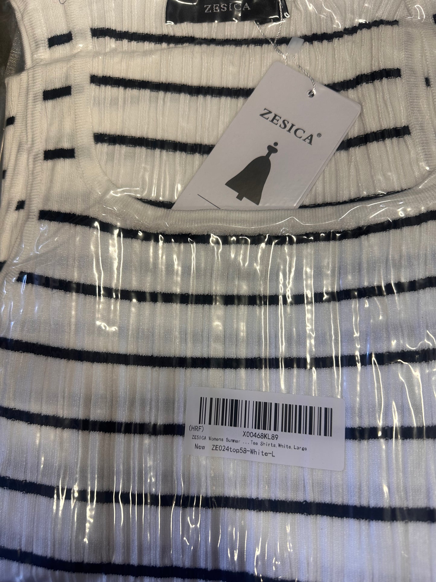 ZESICA Sleeveless Tank Tops for Women Square Neck Striped (Size Large)