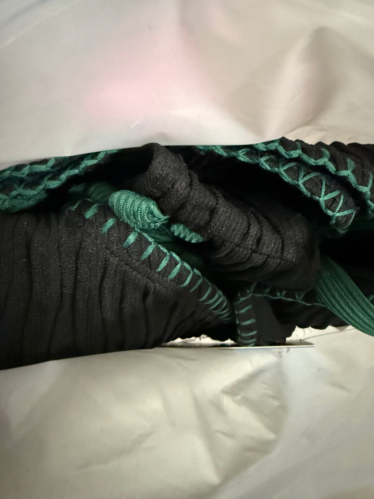 CUPSHE Women's Bikini Sets Two Piece Swimsuit Plunge Neck Cheeky Bottom Triangle Top Halter Double Strap Textured (Size Large)