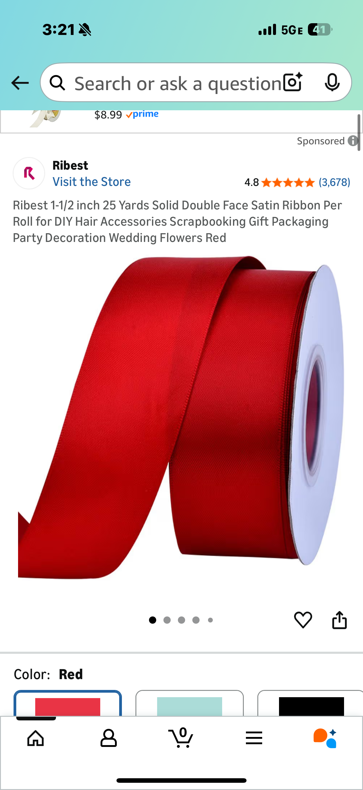 RIBBOOO Red Double Face Satin Ribbon, 1-1/2 Inch 25 Yards Fabric Silk Ribbon for Craft, Wreath Bow, Gift Wrapping, Wedding, Christmas Party Decoration