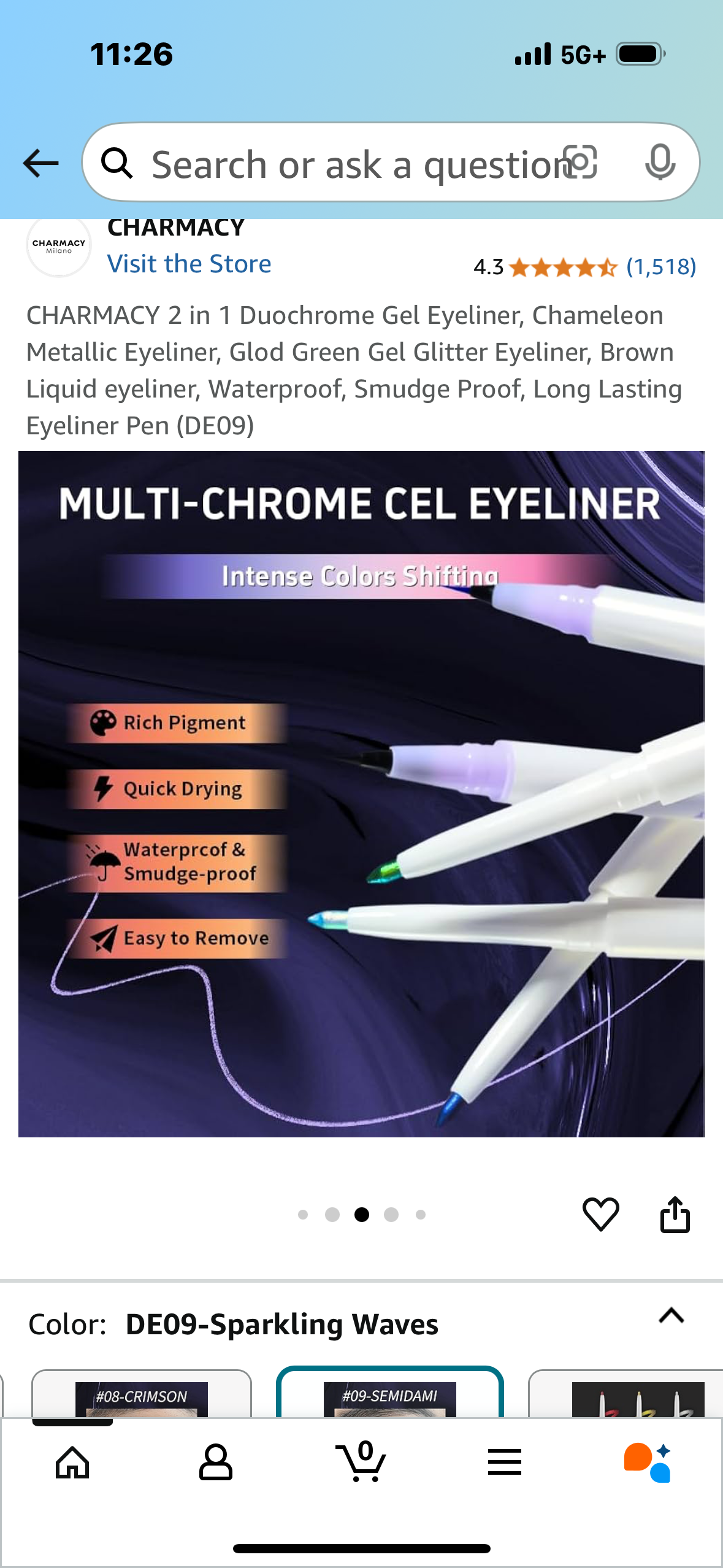 2 in 1 Duochrome Gel Eyeliner, Chameleon Metallic Eyeliner, Glod Green Gel Glitter Eyeliner, Brown Liquid eyeliner, Waterproof, Smudge Proof, Long Lasting Eyeliner Pen (DE09)