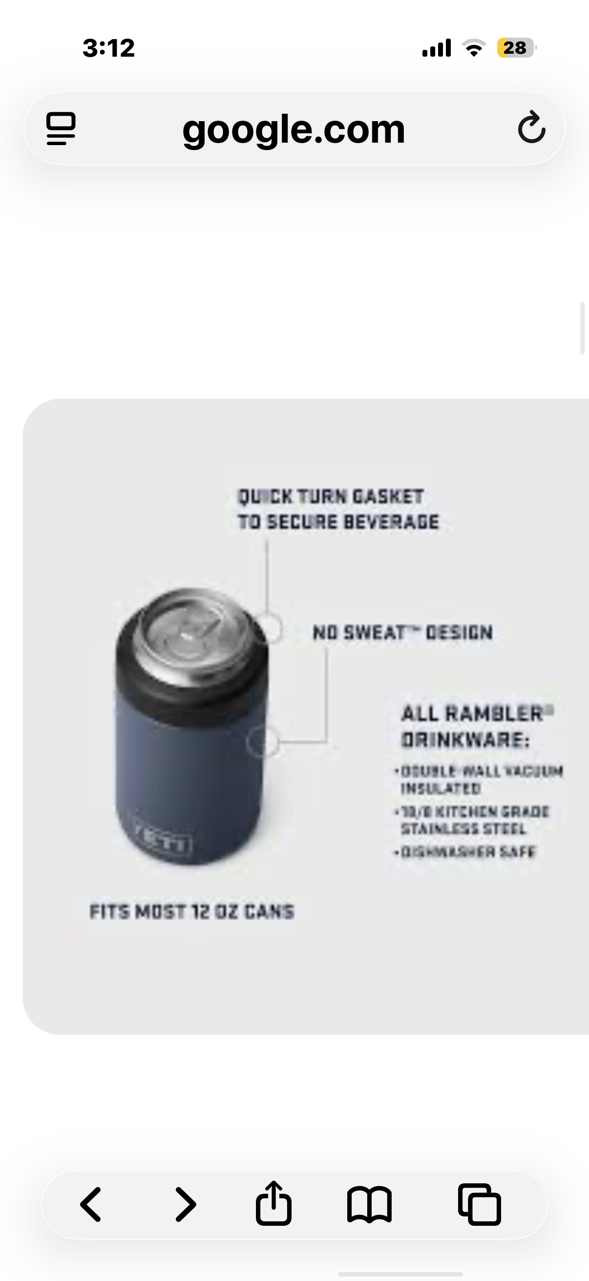 YETI Rambler 12 oz. Colster Can Insulator for Standard Size Cans, Agave Teal (NO CAN INSERT)
