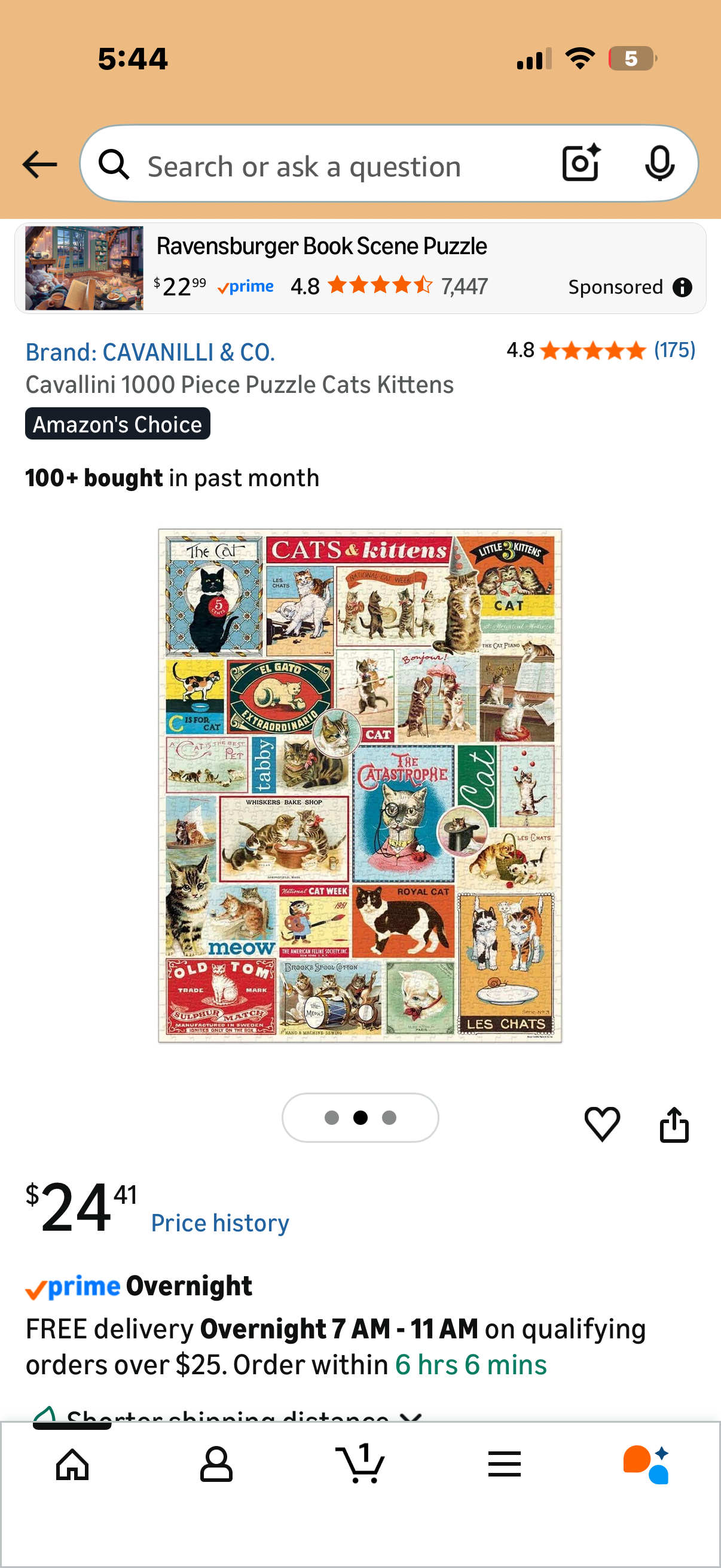 Cavallini 1000 Piece Puzzle Cats Kittens