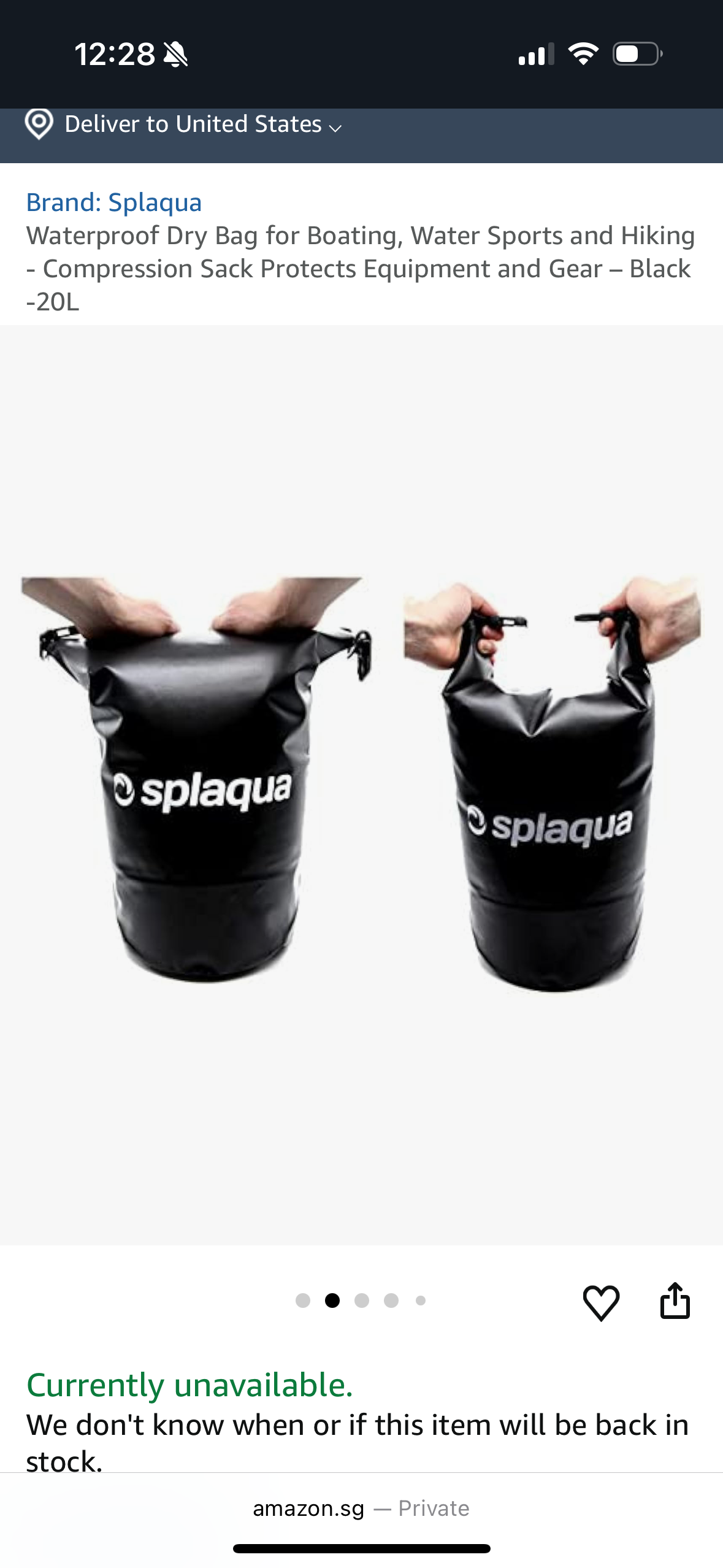 Waterproof Dry Bag for Boating, Water Sports and Hiking - Compression Sack Protects Equipment and Gear – Black -20L