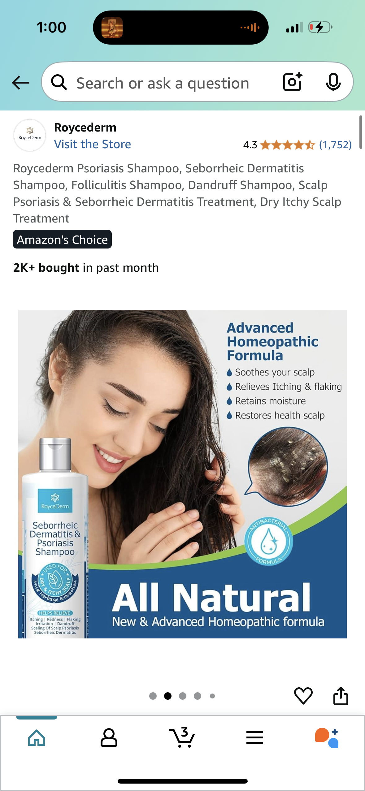 Roycederm Psoriasis Shampoo, Seborrheic Dermatitis Shampoo, Folliculitis Shampoo, Dandruff Shampoo, Scalp Psoriasis & Seborrheic Dermatitis Treatment, Dry Itchy Scalp Treatment
