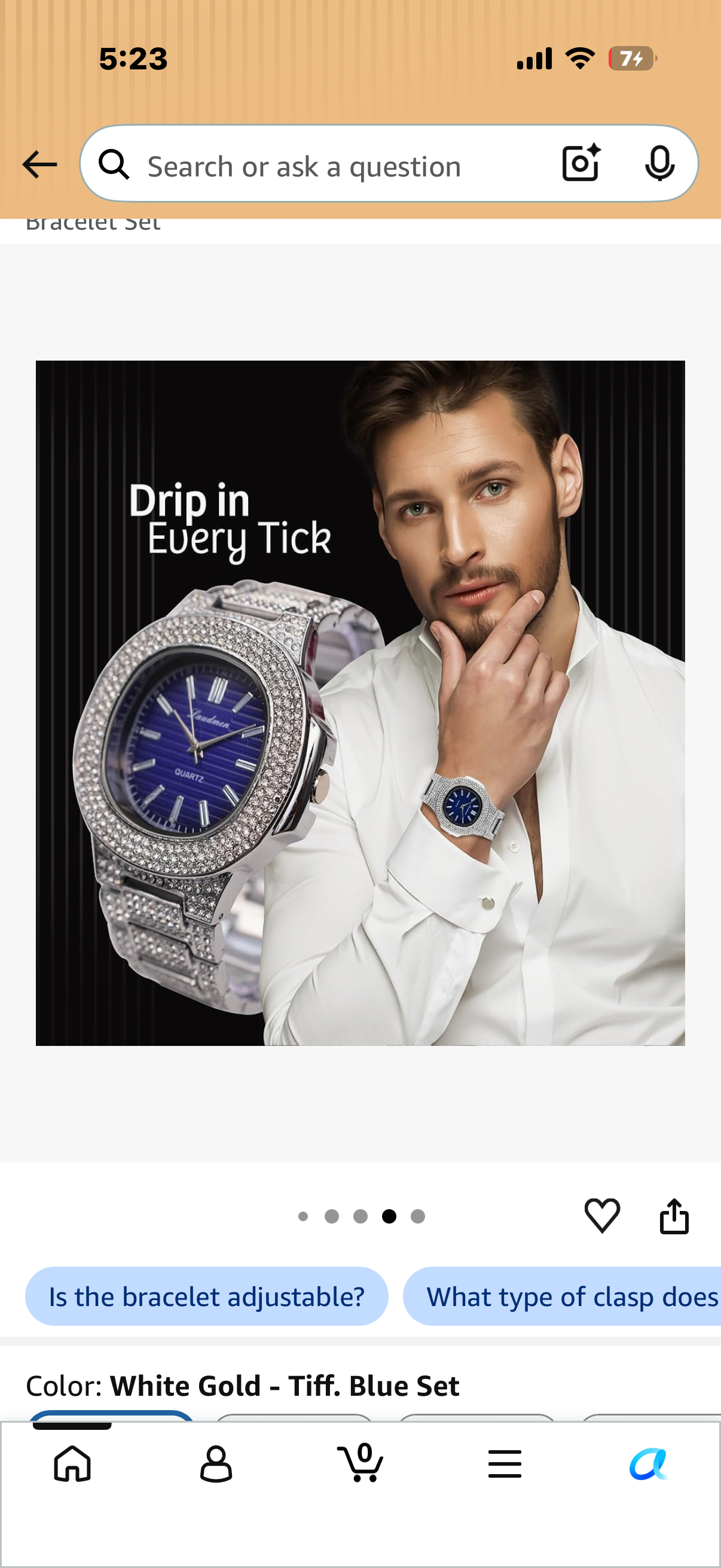 Diamond Solitaire Colorful Dial Heavy Gold Silver Plated Men's Quartz 46MM Square Dial Watch, Cuban Link 8 Inch Bracelet Set