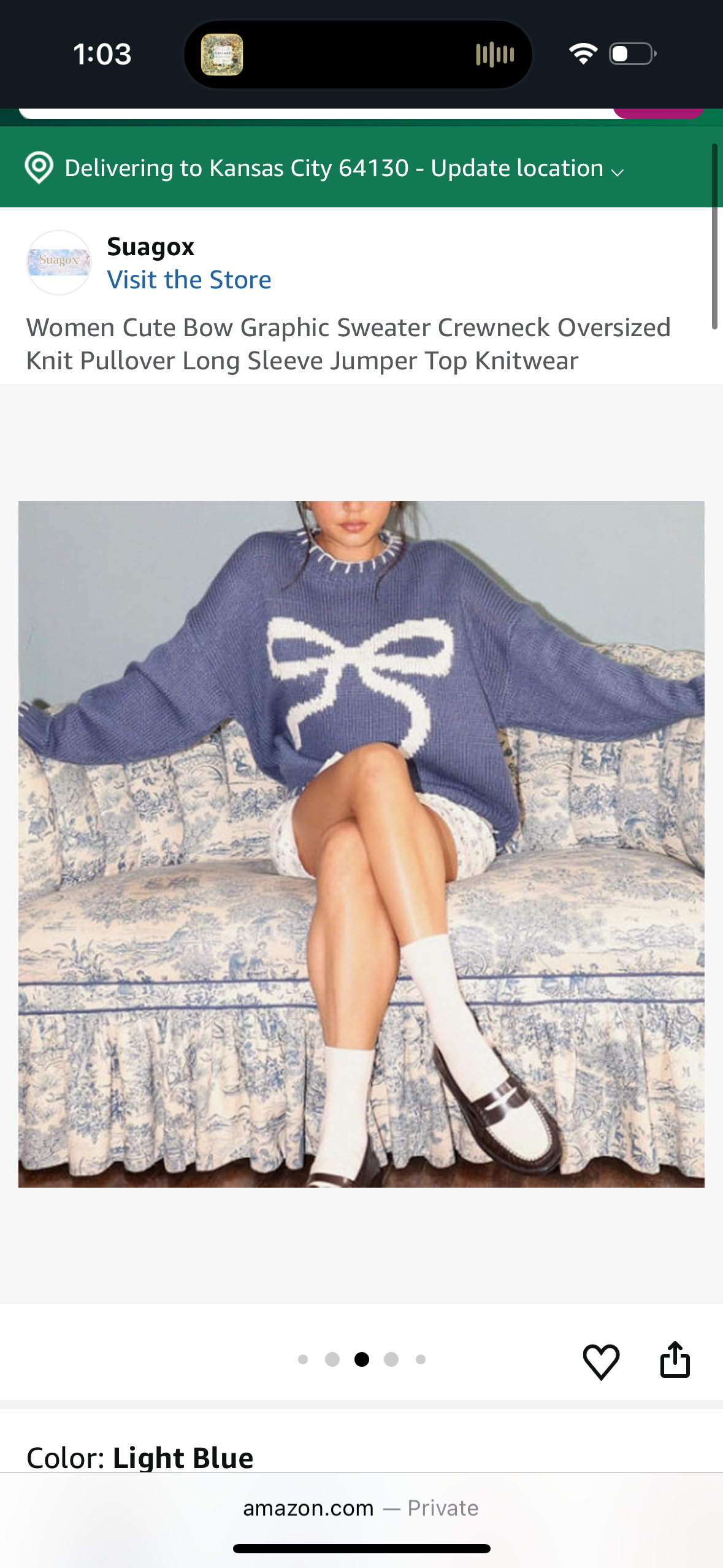 Women Printed White Bow Sweater, Vintage Oversized Fall Sweater (Size Small)