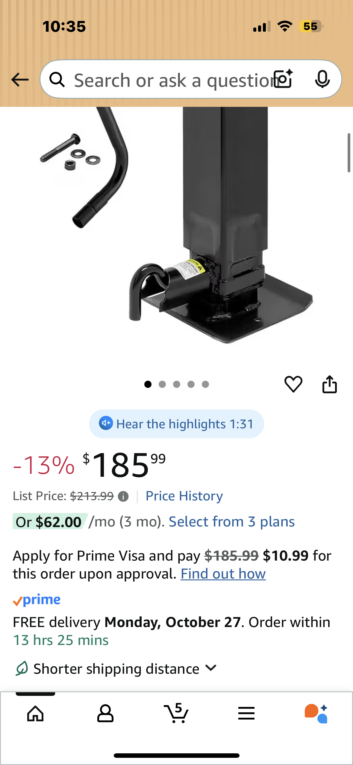 Reese Pro Series 1400980376 Square Trailer Jack, No Mount, 12,000 lbs. Support Capacity, Sidewind, Weld-On, 12-1/2 Inch Travel (G878)